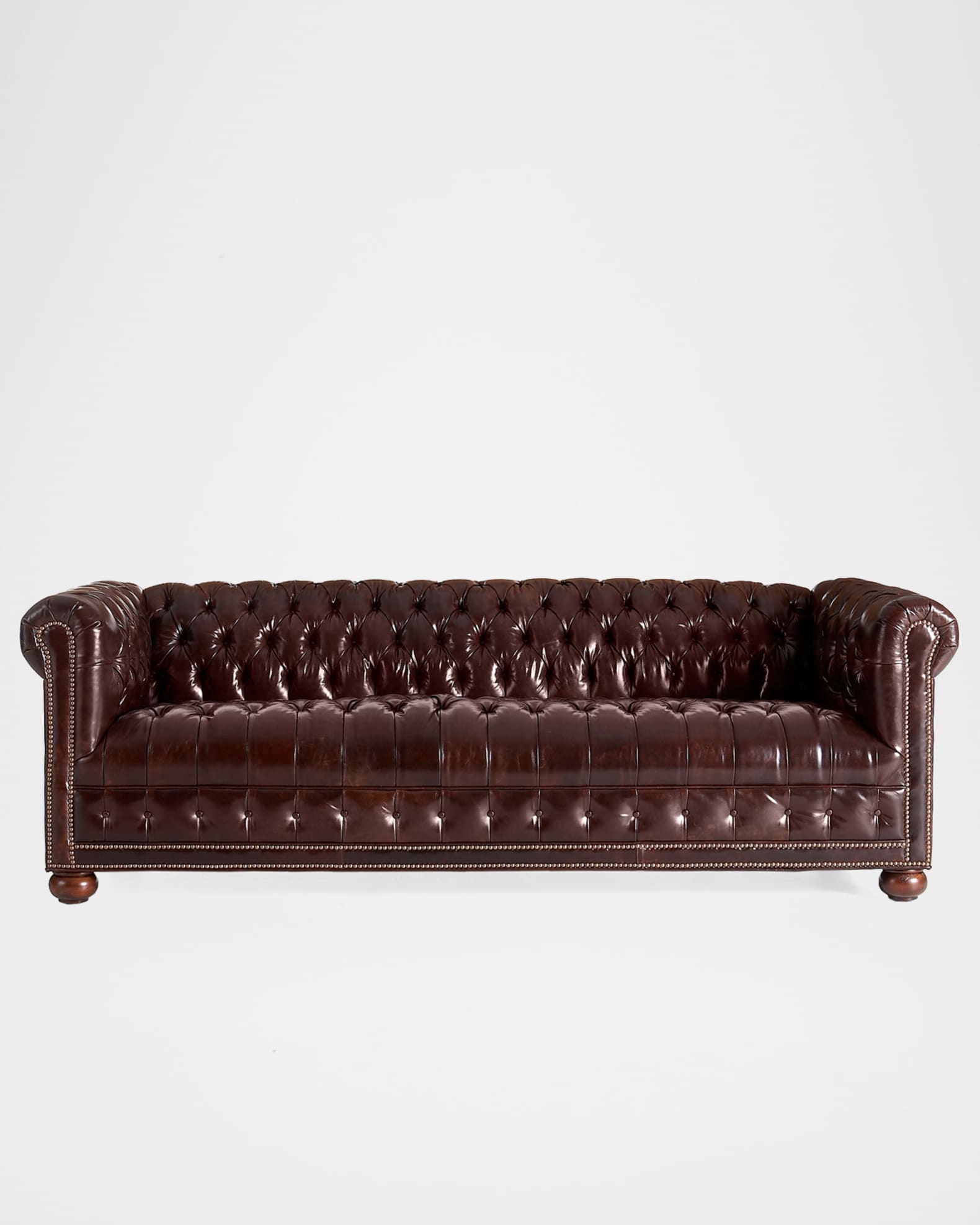 Old Hickory Tannery Royal Leather Chesterfield Sofa 93 Horchow 6052