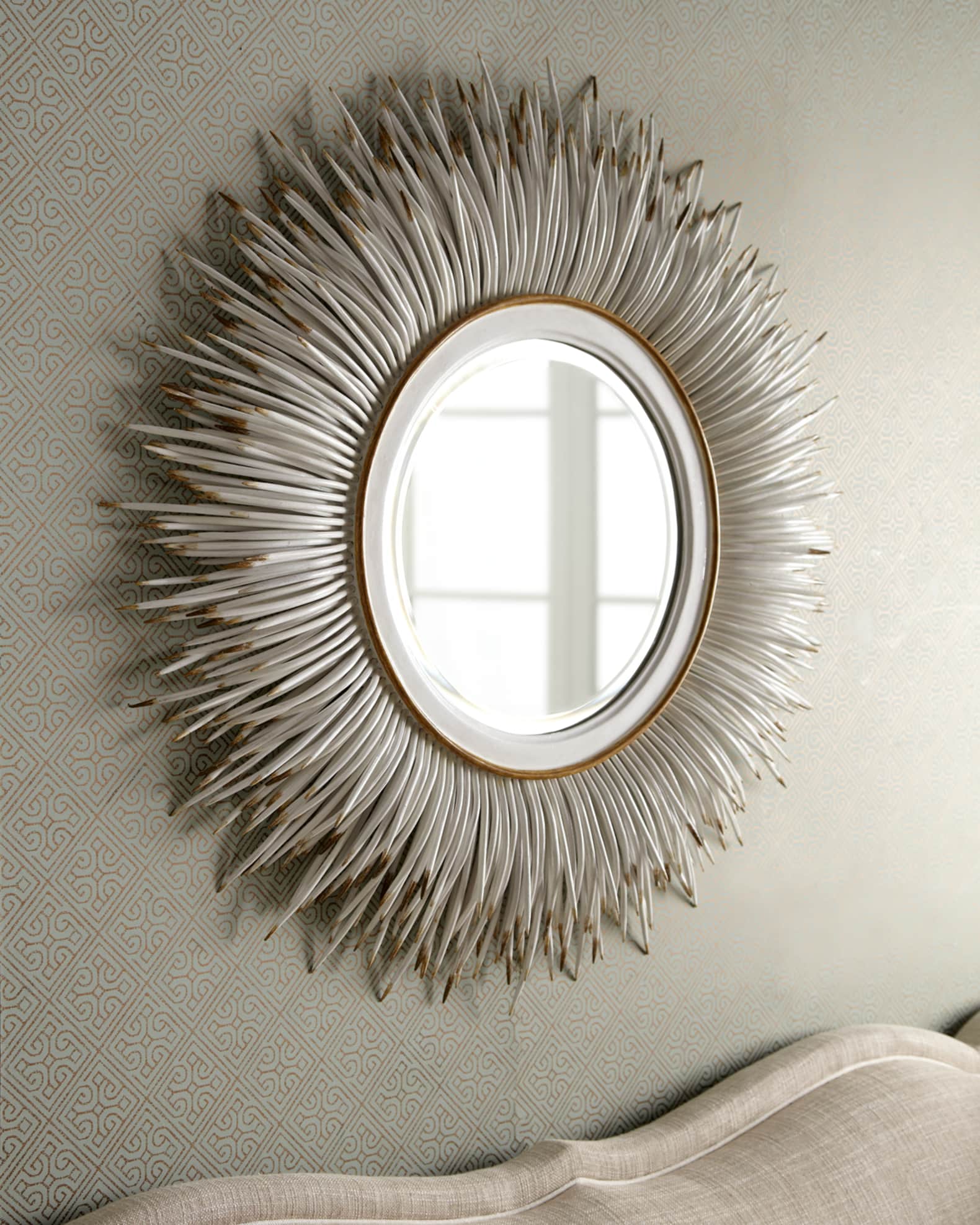 Neiman Marcus White "Porcupine Quill" Mirror