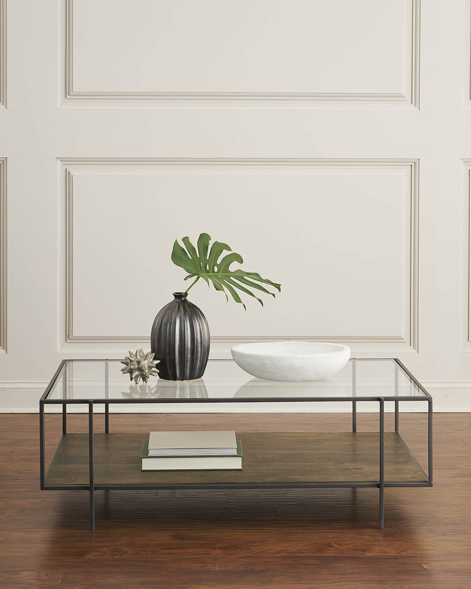 Glass and sale metal coffee table