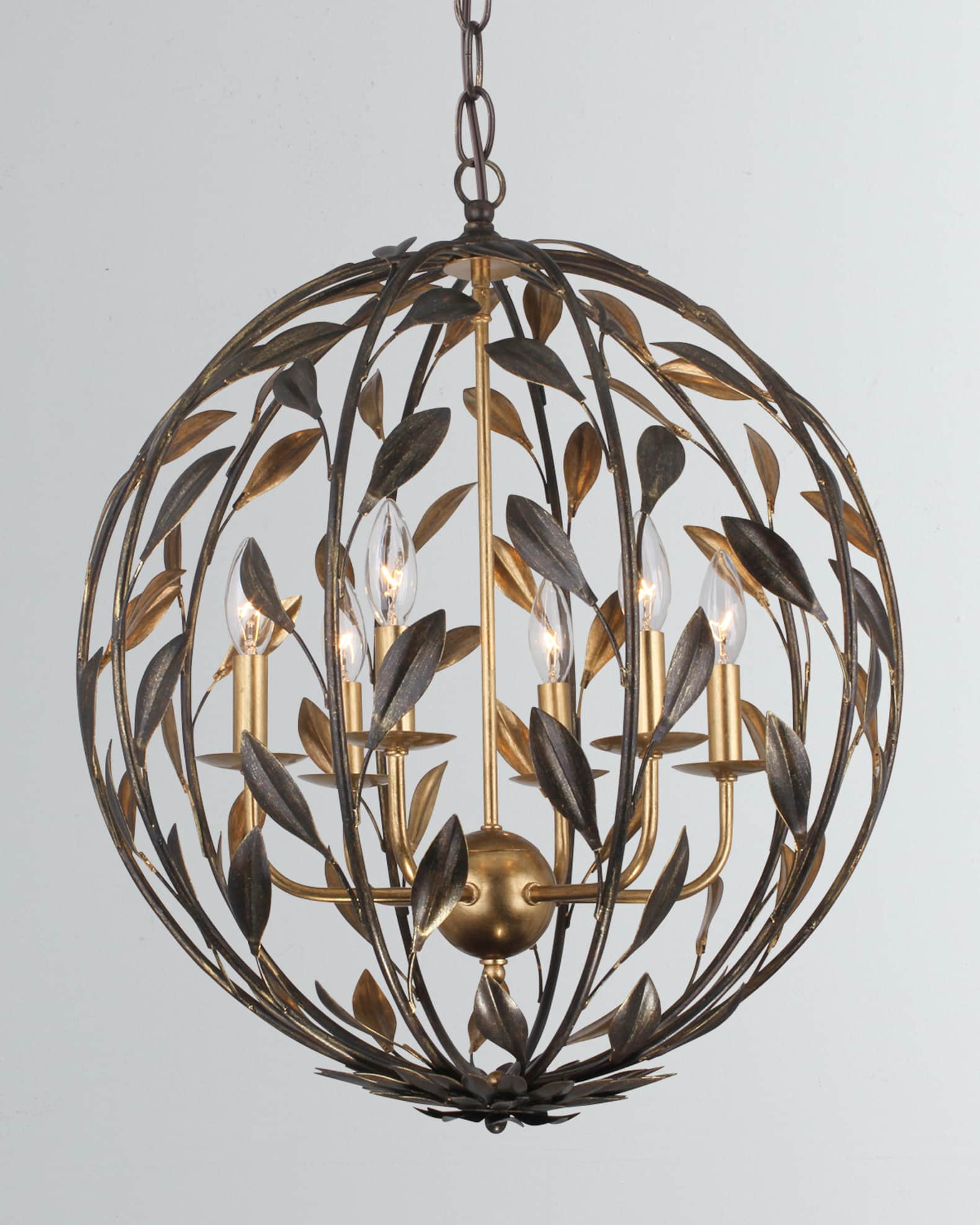 Crystorama Broche 6 Light English Bronze and Antiqued Gold Sphere Chandelier