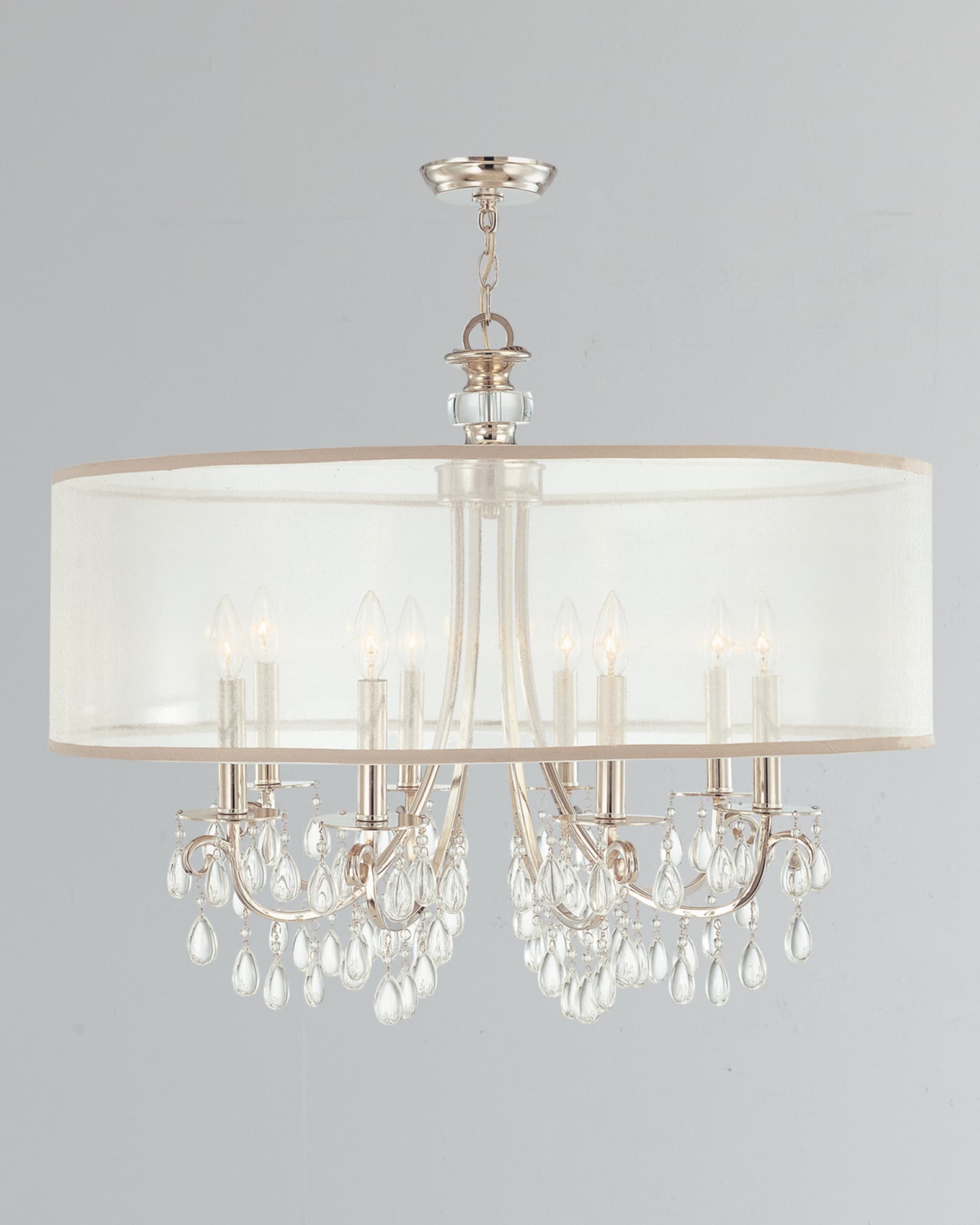 Crystorama Hampton 8 Light Drum Shade Chrome Chandelier