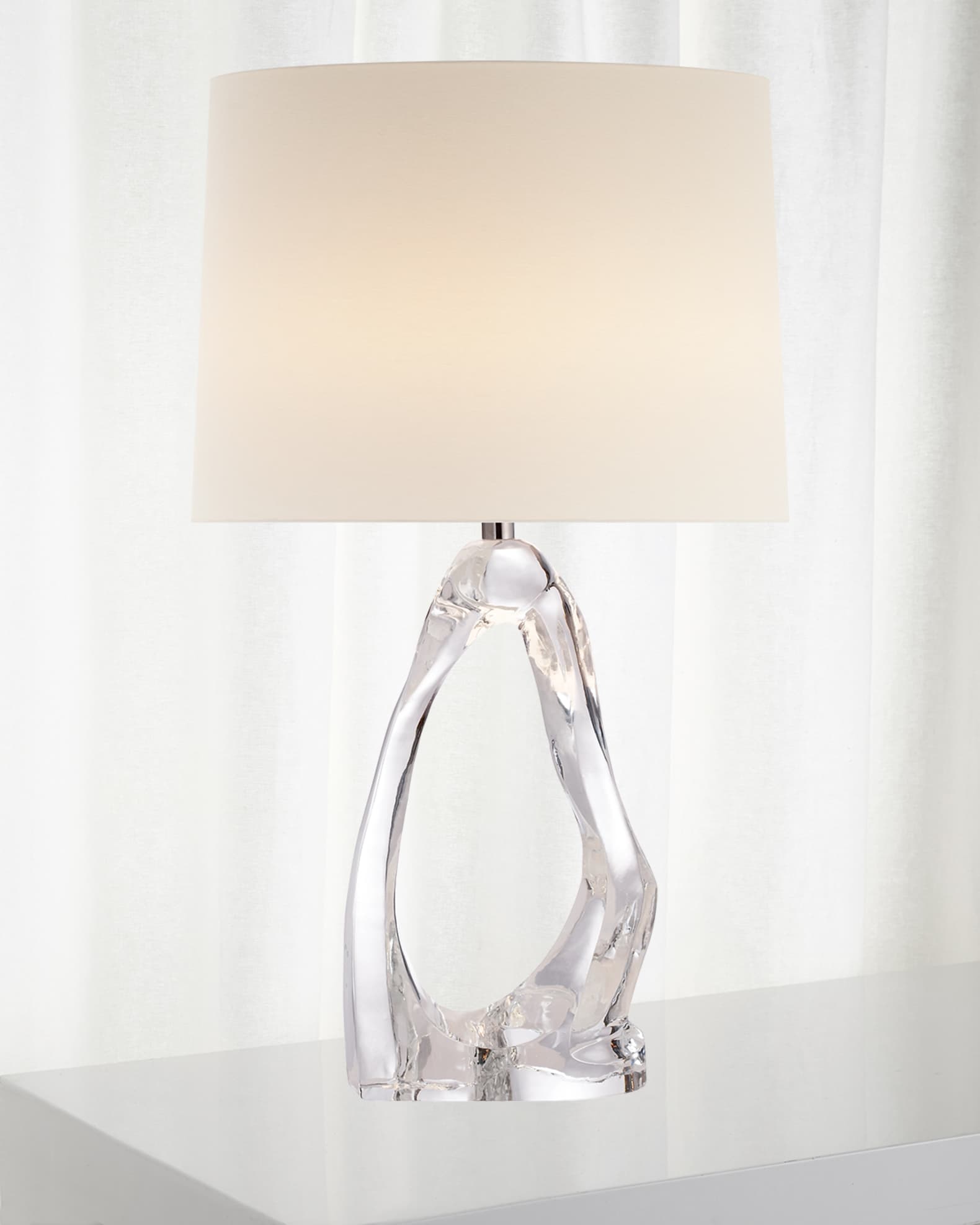 Visual Comfort Signature Cannes Clear Glass Table Lamp with Linen