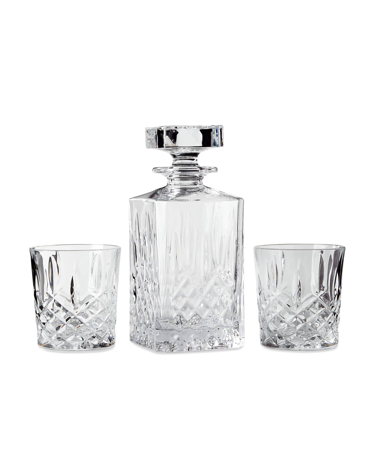 Marquis By Waterford Markham Square Decanter & Two Double Old-Fashioned Glasses