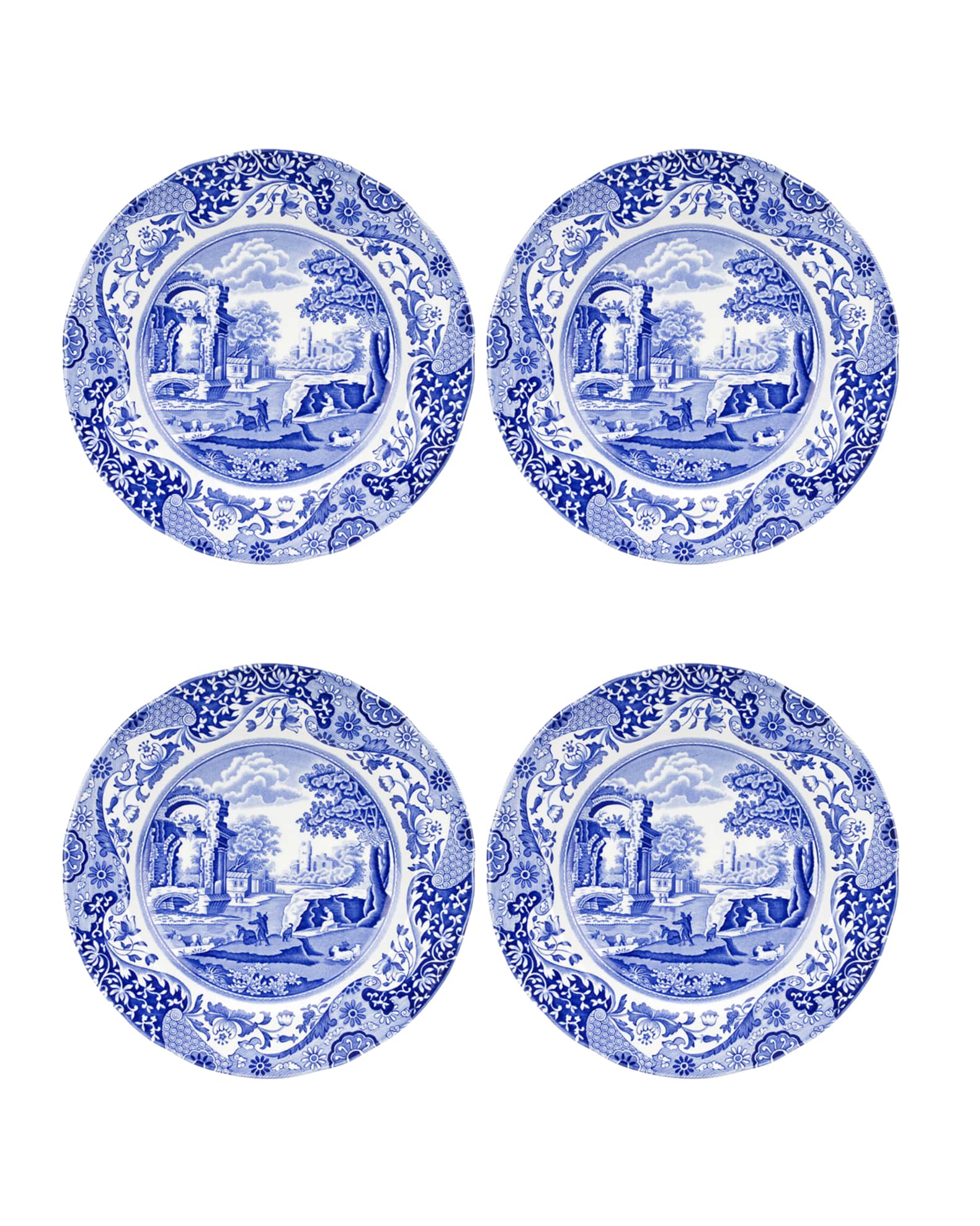 Spode Blue Italian Dinner Plates, Set of 4