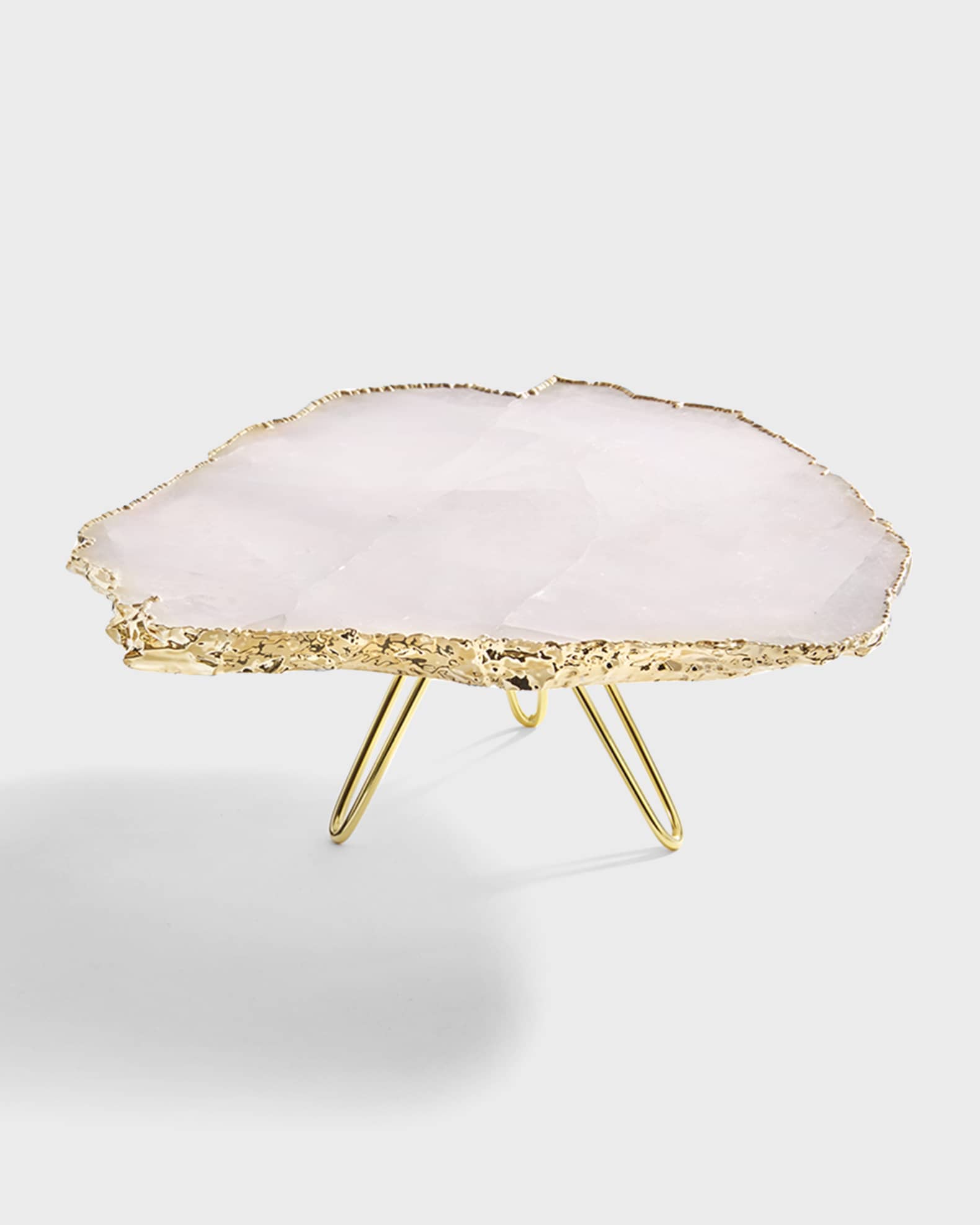 ANNA New York Torta Rose Quartz Cake Stand, Gold
