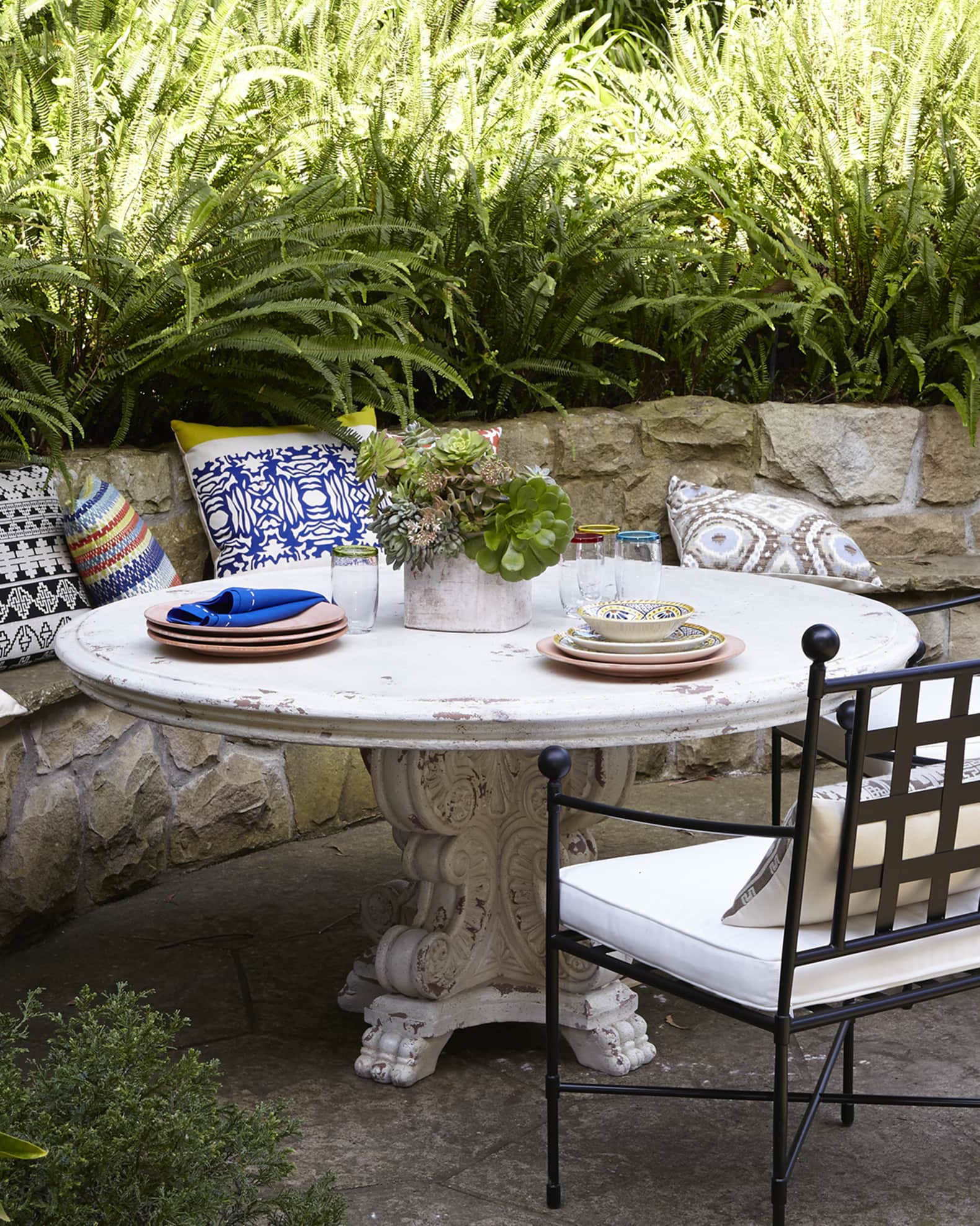 Stone patio dining on sale table