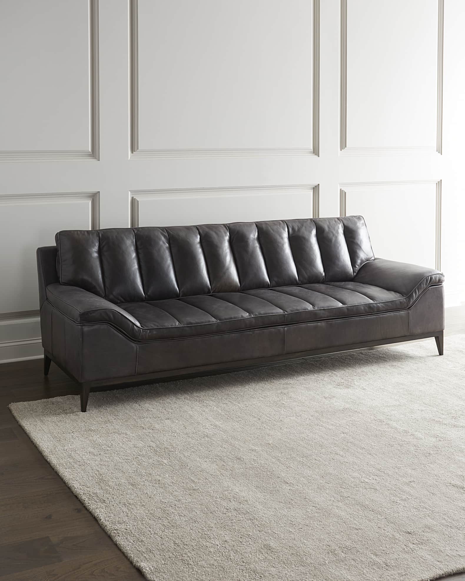 Channel tufted leather sofa sale
