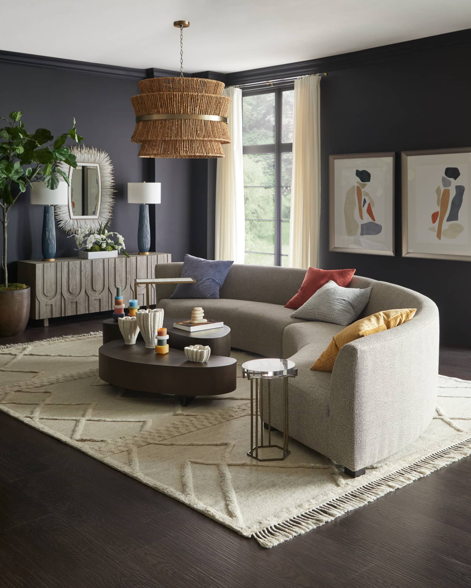 Four Hands Belmount Gray Astor 2-Piece Curved Sectional