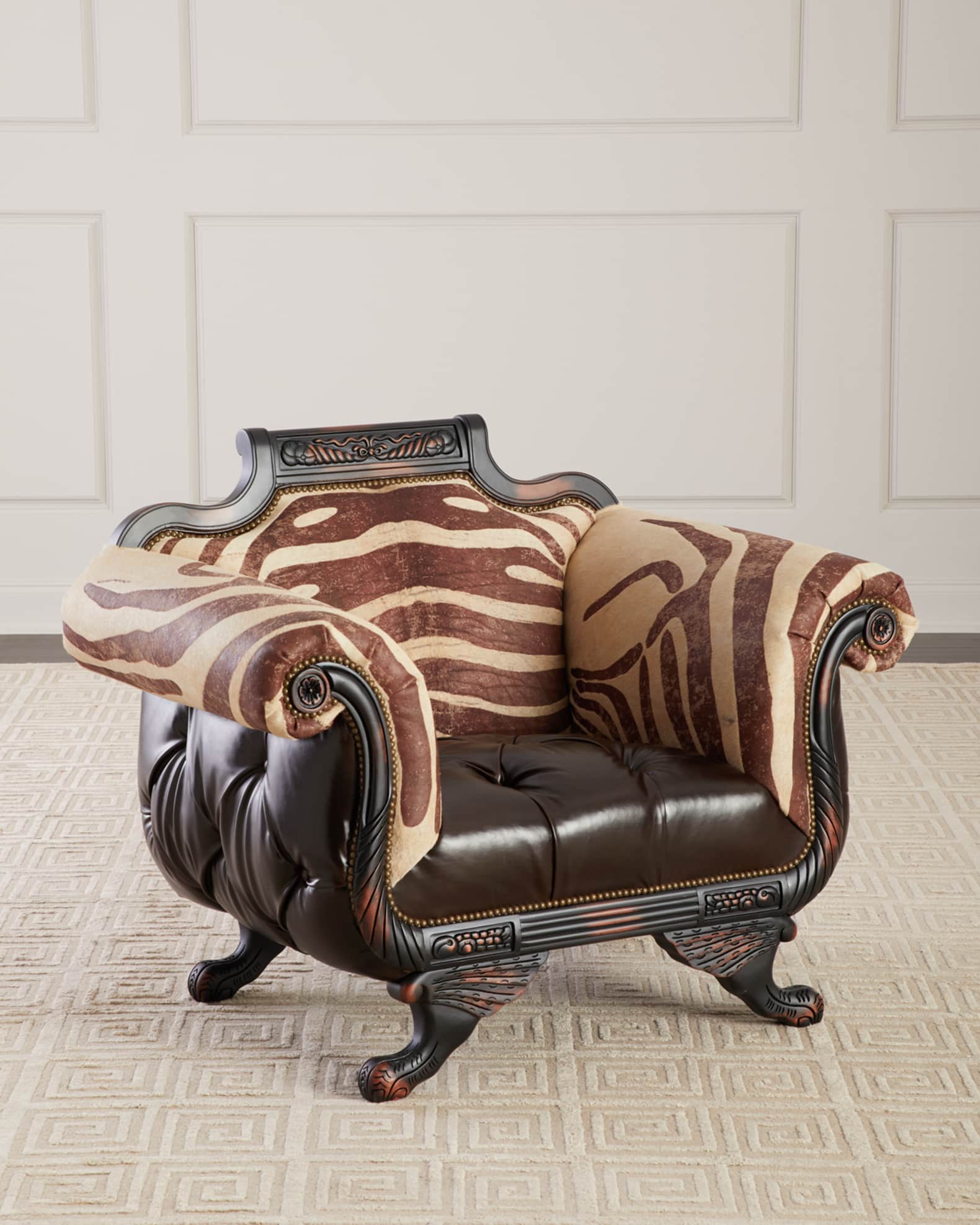Old Hickory Tannery Meyer Tufted Leather Hair on Hide Chair
