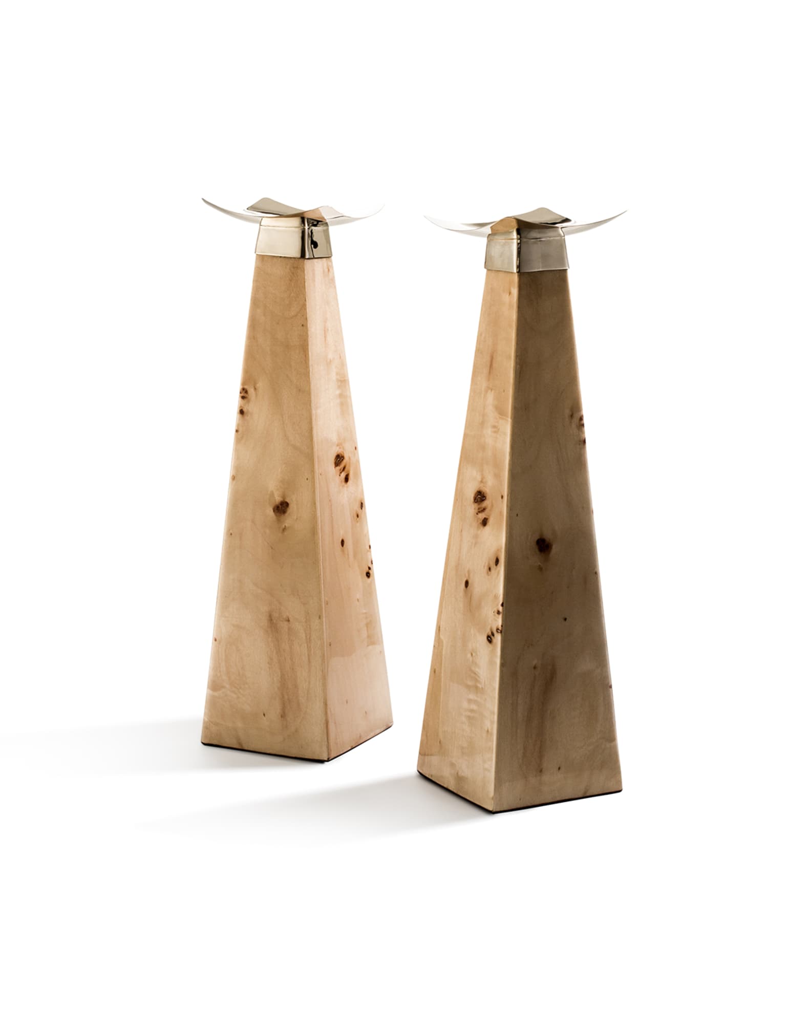 LADORADA Burl Veneer Candleholders, Set of 2