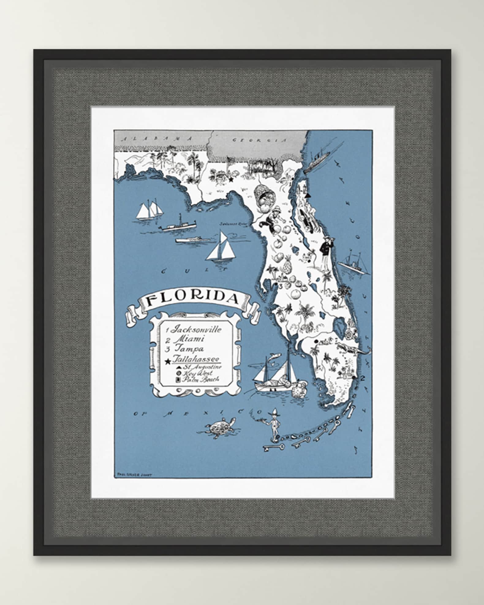 Wendover Art Group Pictorial Map of Florida Horchow