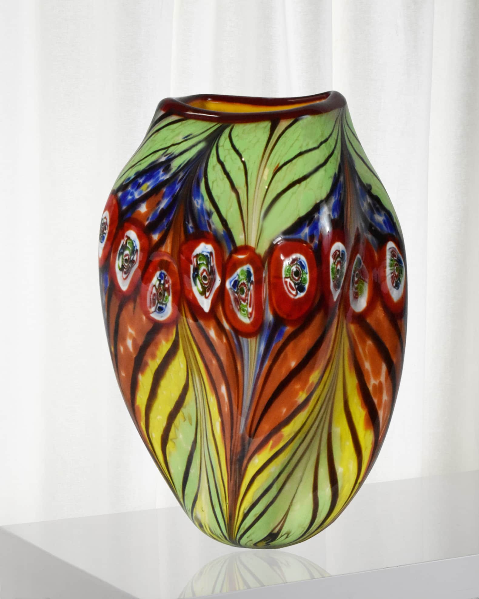 Dale Tiffany Peacock Feather Decorative Art Glass Vase