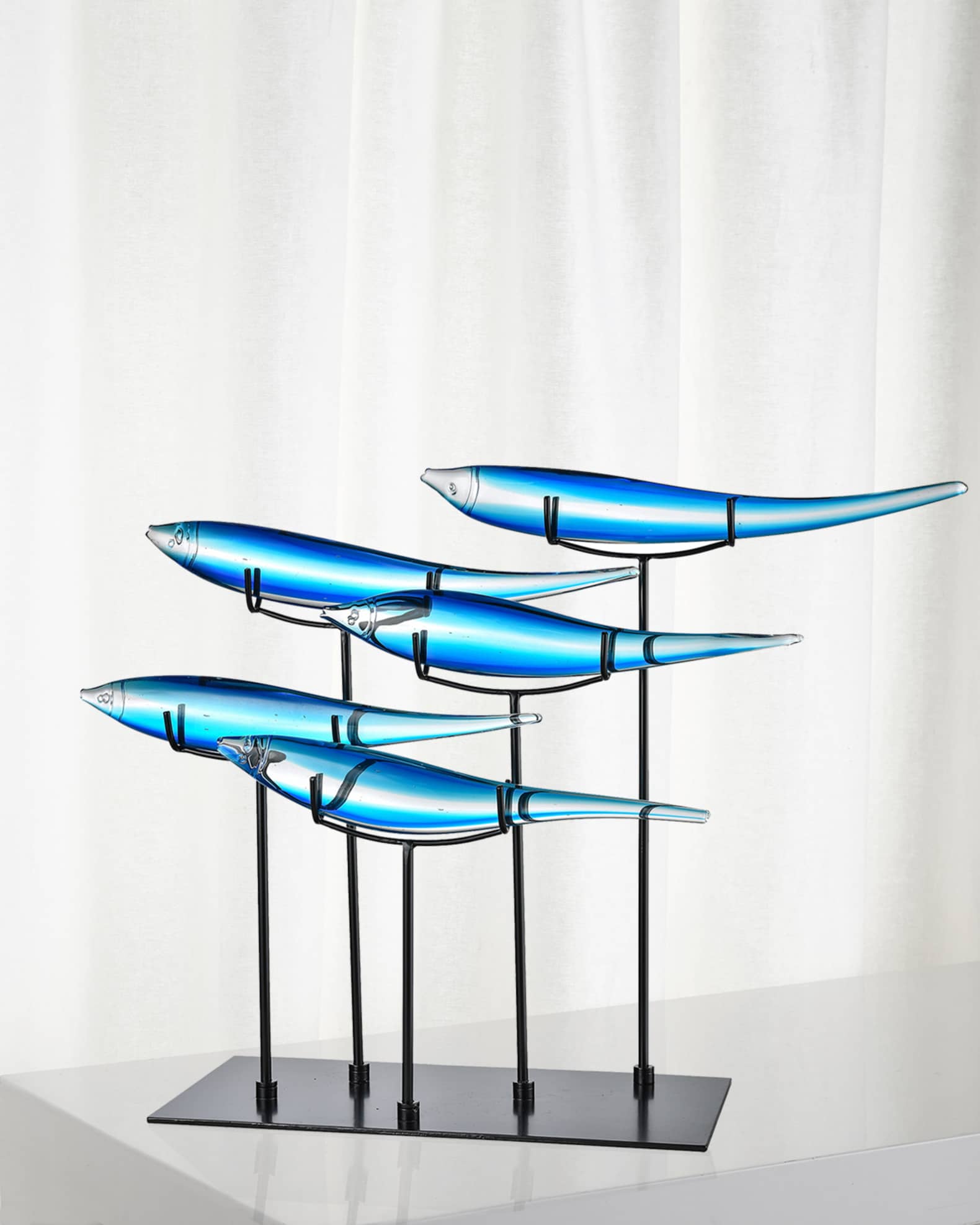 Dale Tiffany Decorative 5 Blue Fish Art Glass Figurine