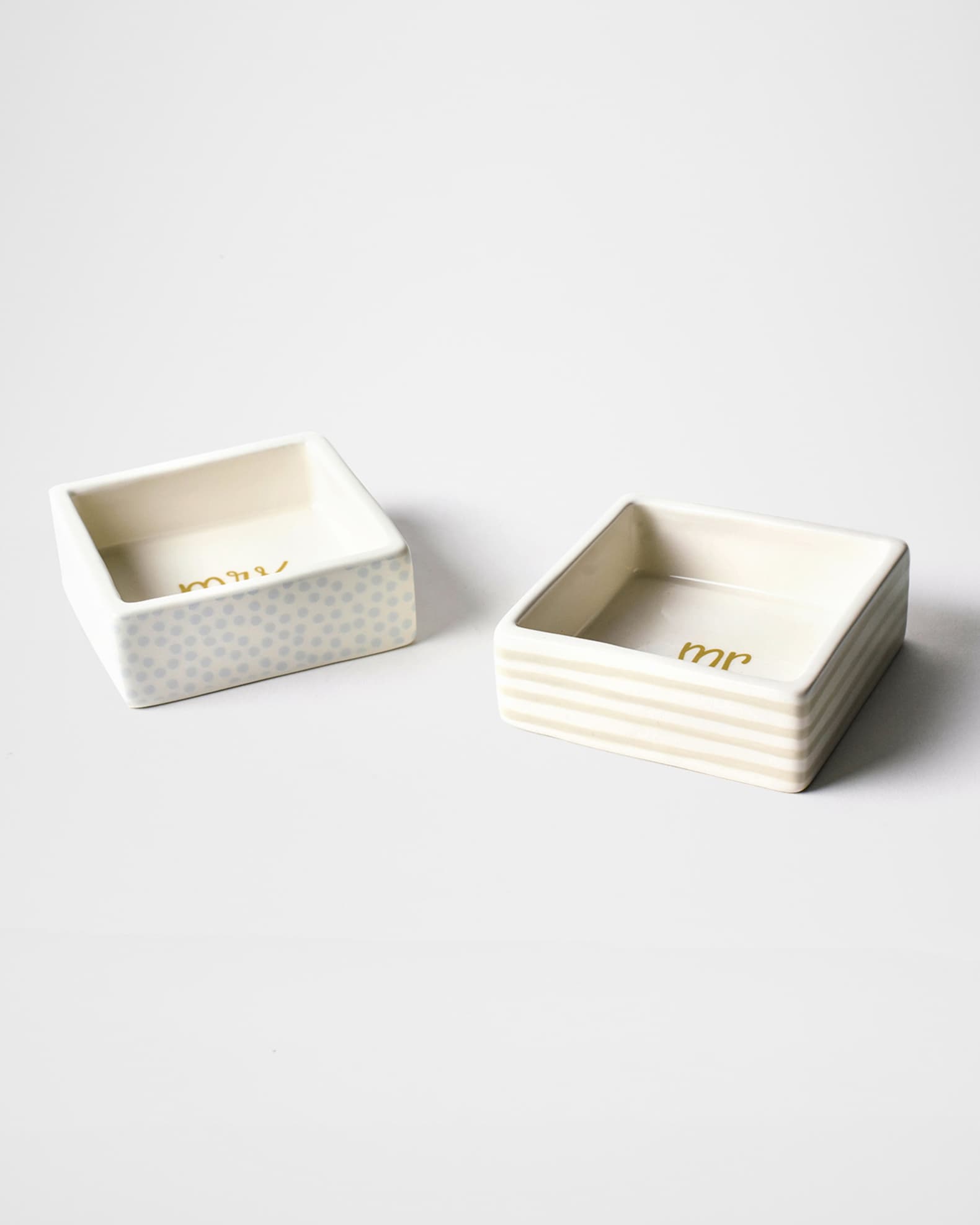Coton Colors Mr. & Mrs. Square Trinket Bowls, Set of 2