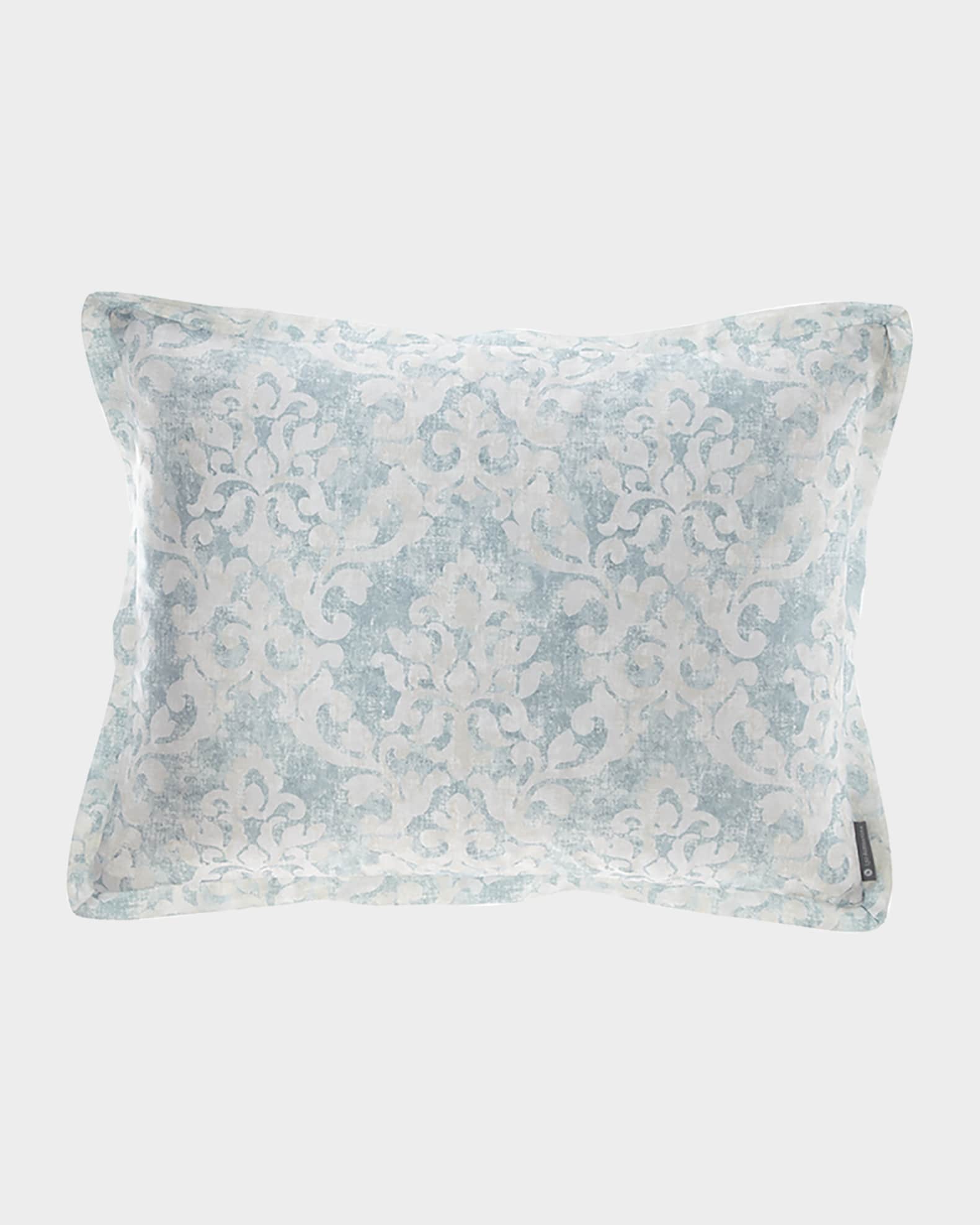 Lili Alessandra Milan King Pillow Spa Faded Damask Linen 20 x