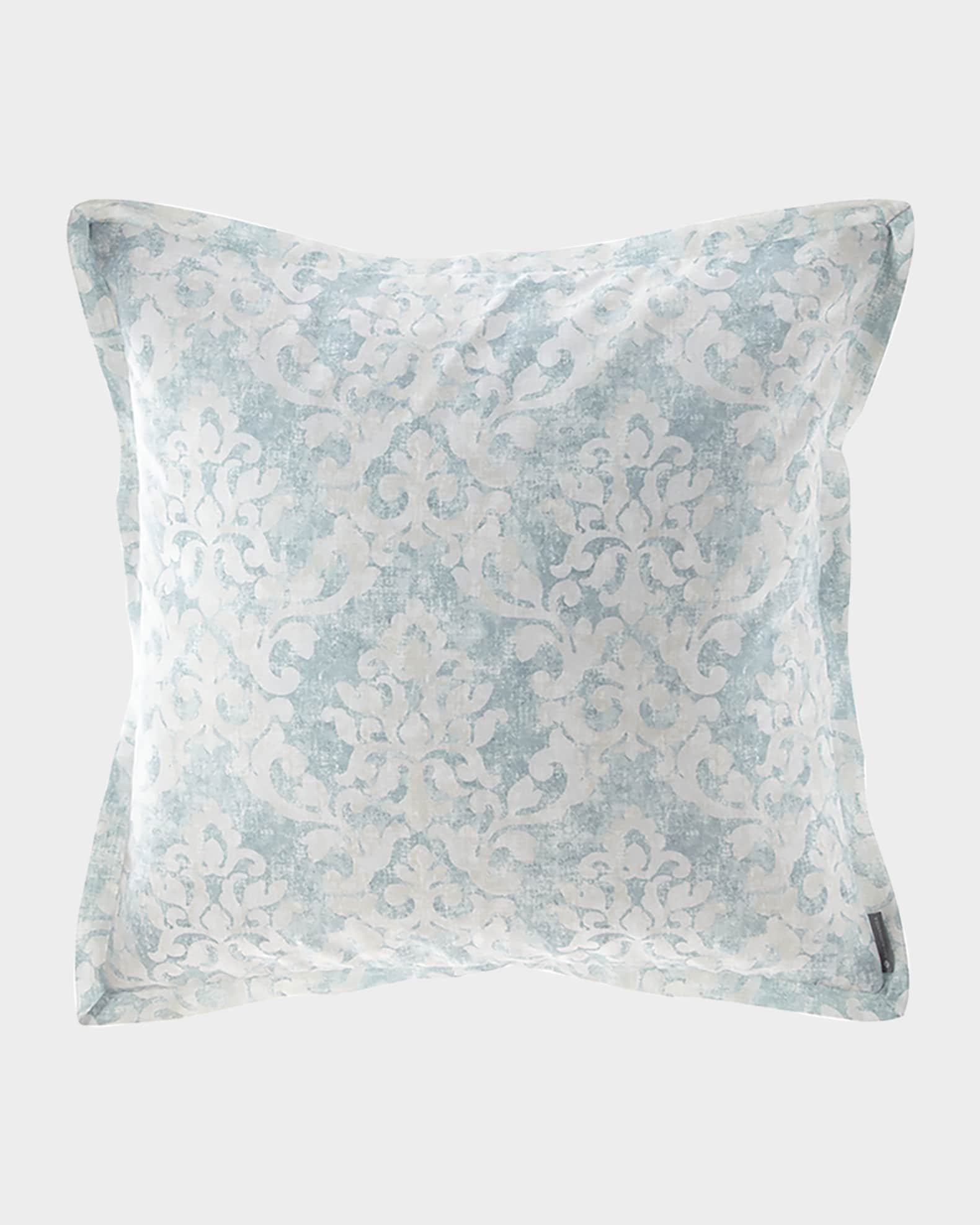 Lili Alessandra Milan Euro Pillow Spa Faded Damask Linen 26 x
