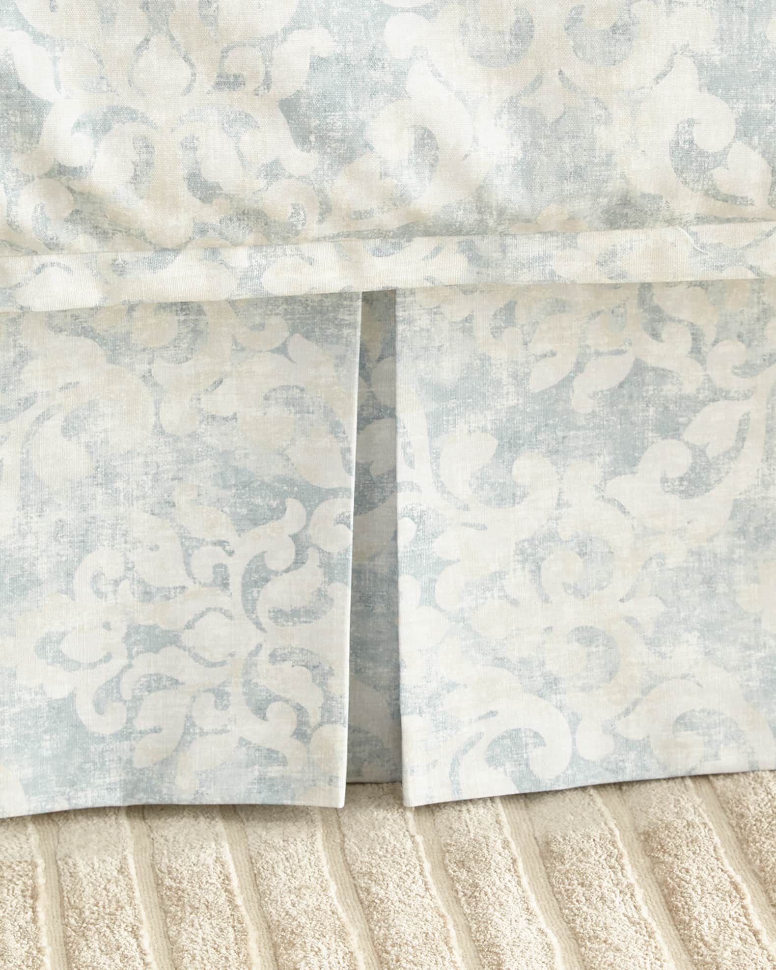 Lili Alessandra Milan Tailored Bed Skirt Spa Faded Damask