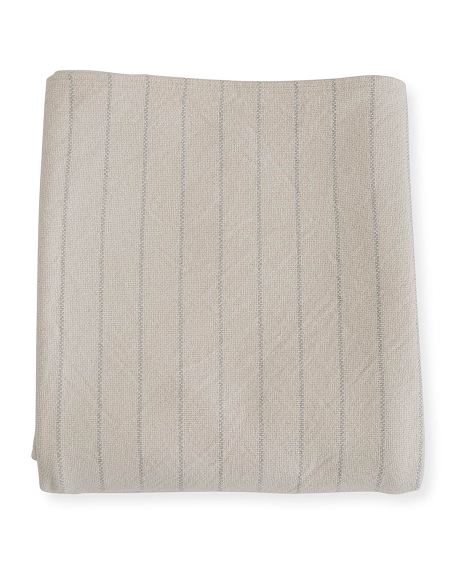 Evangeline Linens Pinstripe Herringbone Cotton Twin Blanket, Classic