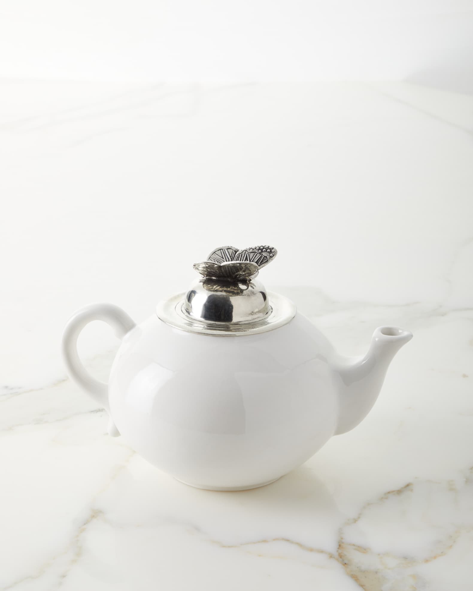 Neiman Marcus Ceramic Pewter Teapot