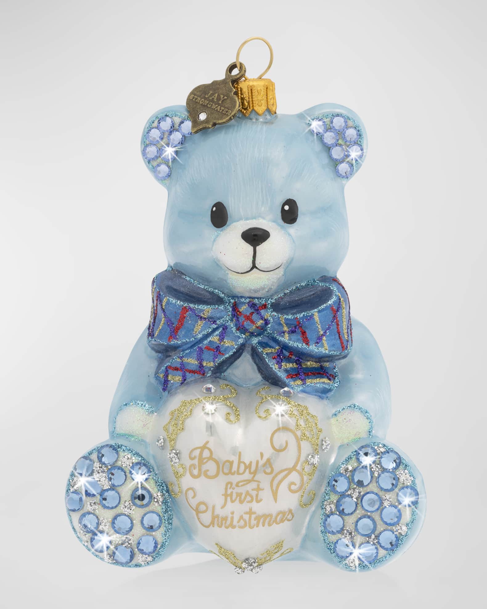 Jay Strongwater Baby’s First Christmas Teddy Glass Ornament