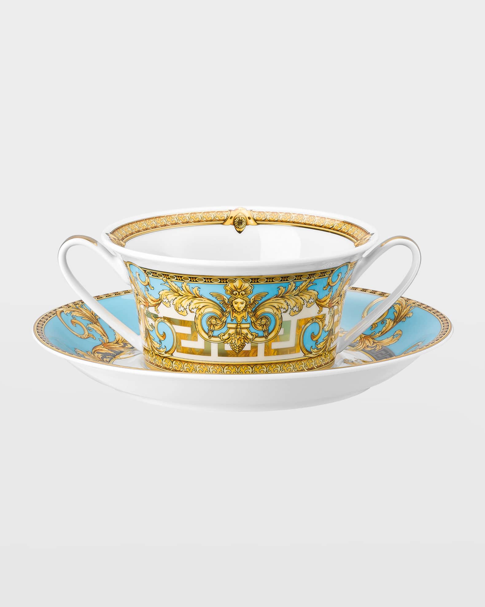 Versace Grey Prestige Gala Cream Soup Cup & Saucer Horchow