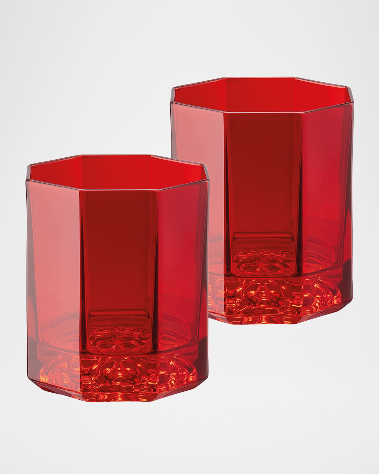 Versace Medusa Lumiere Red Whiskey Double Old Fashioned Glasses, Set of
