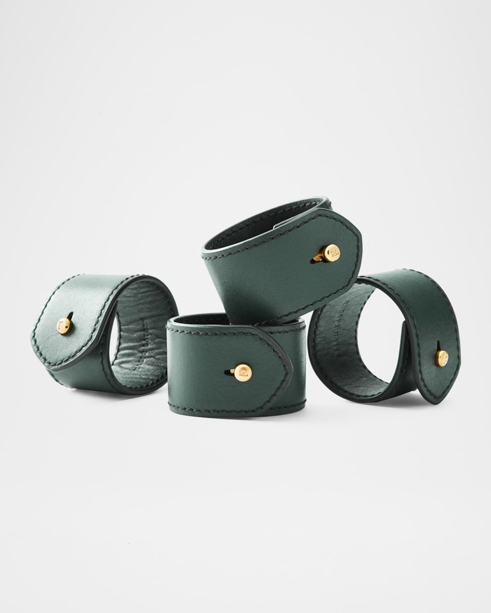 Ralph Lauren Home Wyatt Leather Napkin Rings, Set of 4