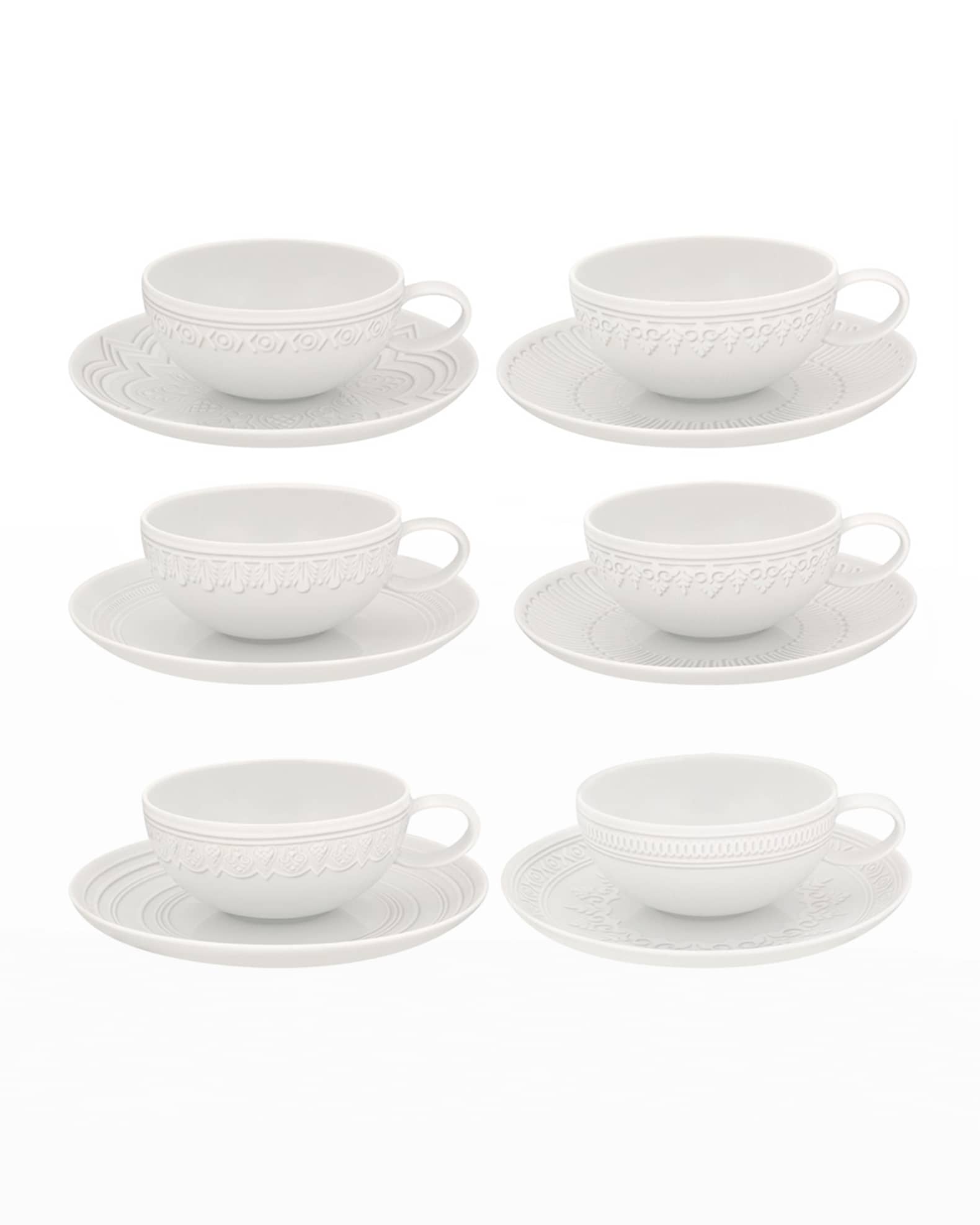 Vista Alegre Ornament Teacups & Saucers, Set of 6