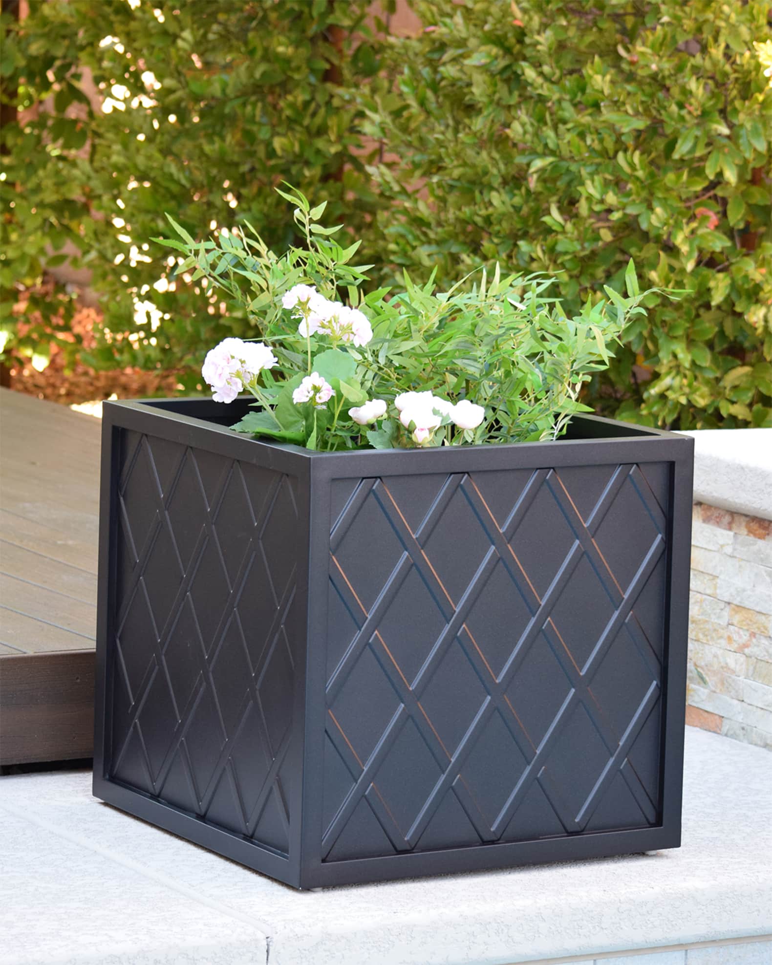 Hanamint Lattice Outdoor 24" Large Square Planter Box Horchow