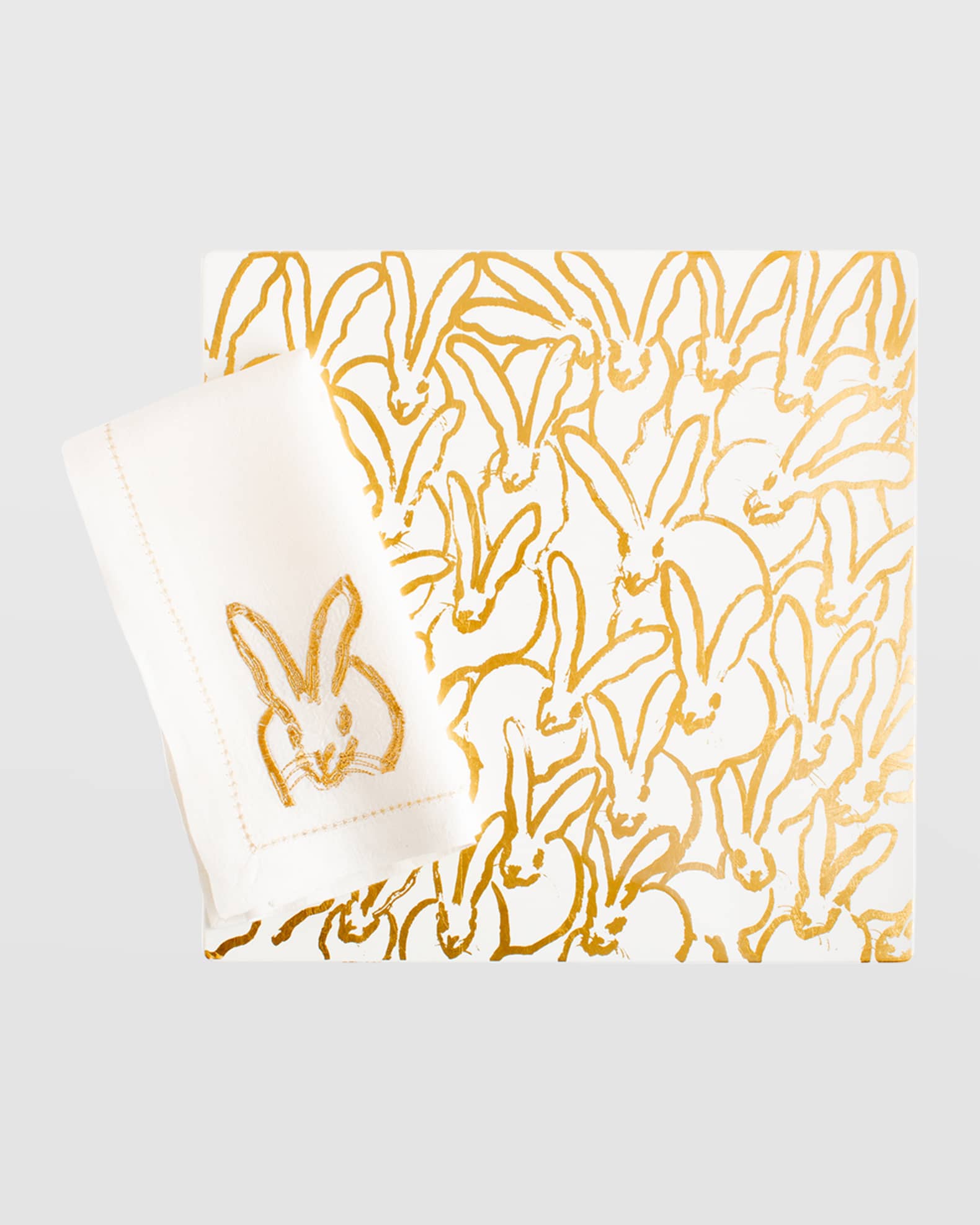 Hunt Slonem Rabbit Run Gold Leaf and Lacquer Placemat