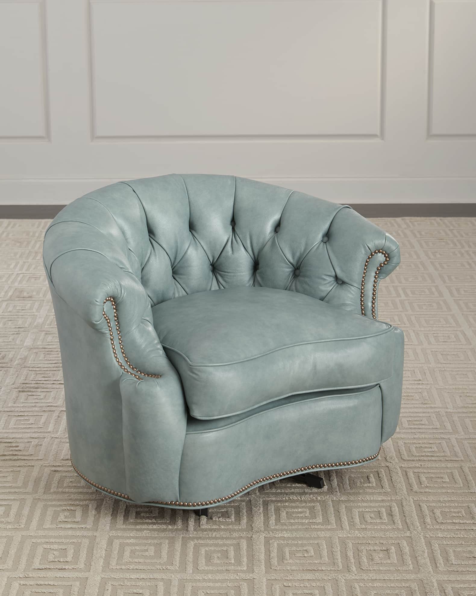 Old Hickory Tannery Tahoe Leather Swivel Chair Horchow