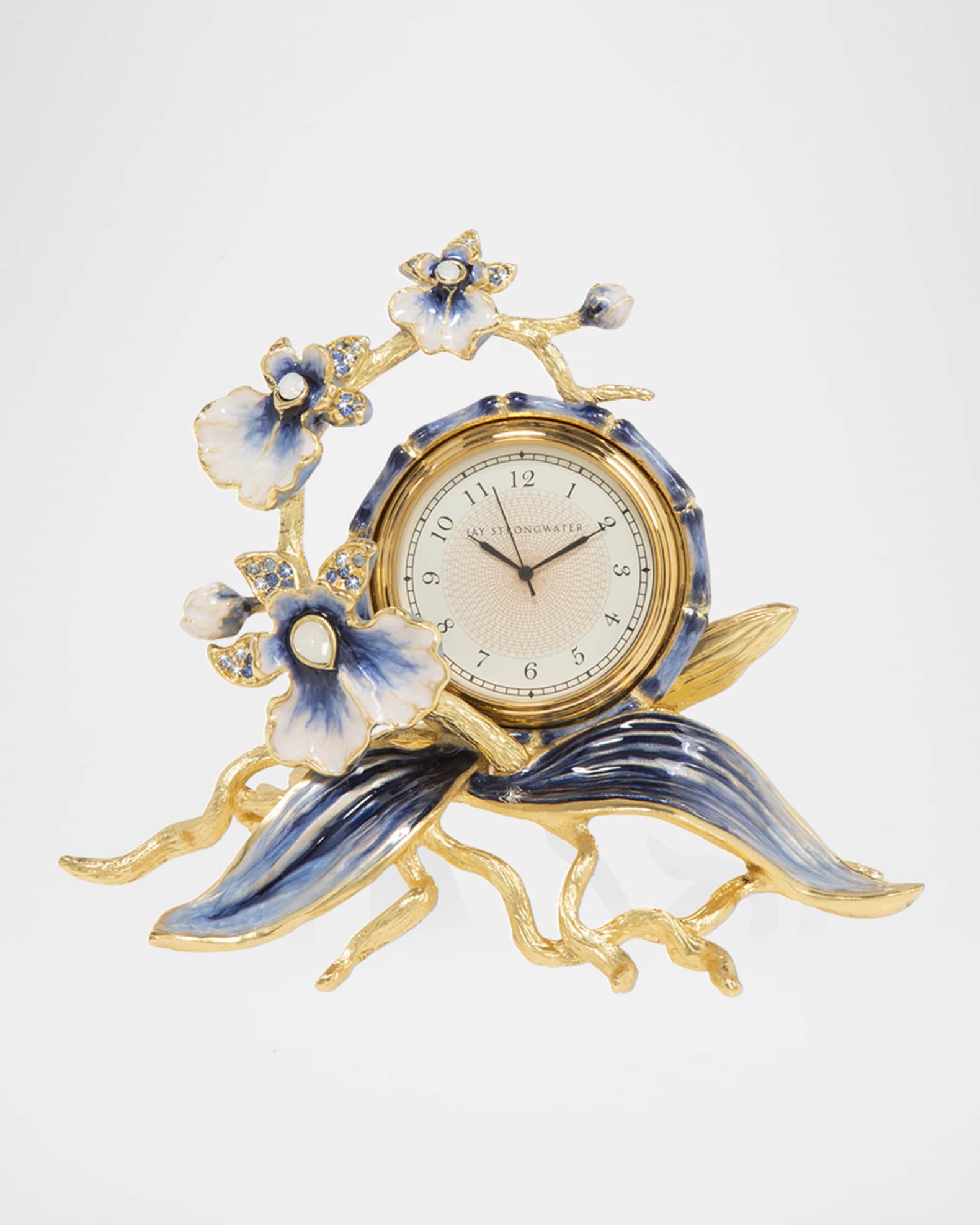 Jay Strongwater Indigo Orchid Clock