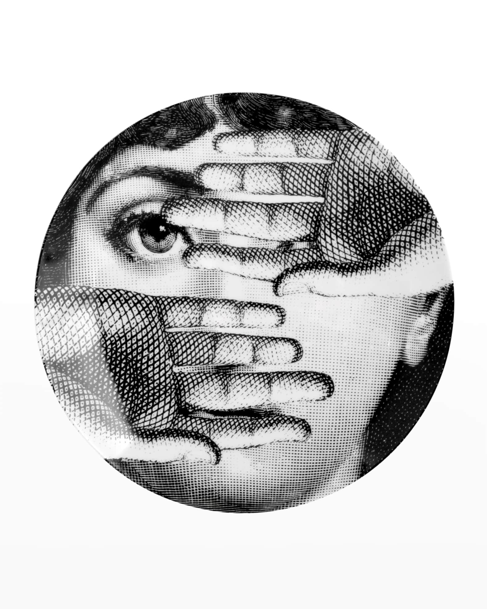 Fornasetti checkboard face print plate - White
