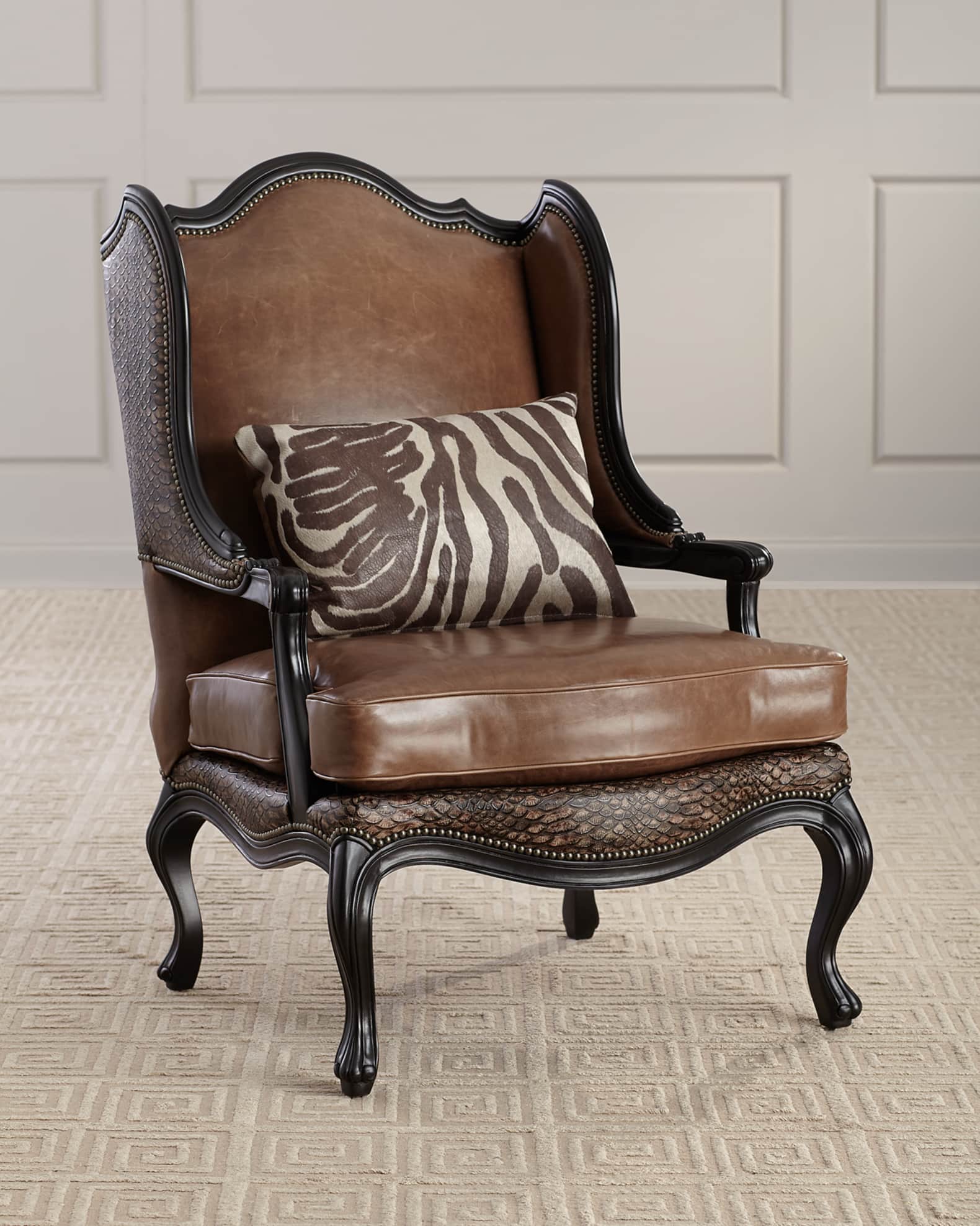Massoud Lettsworth Leather Wing Chair