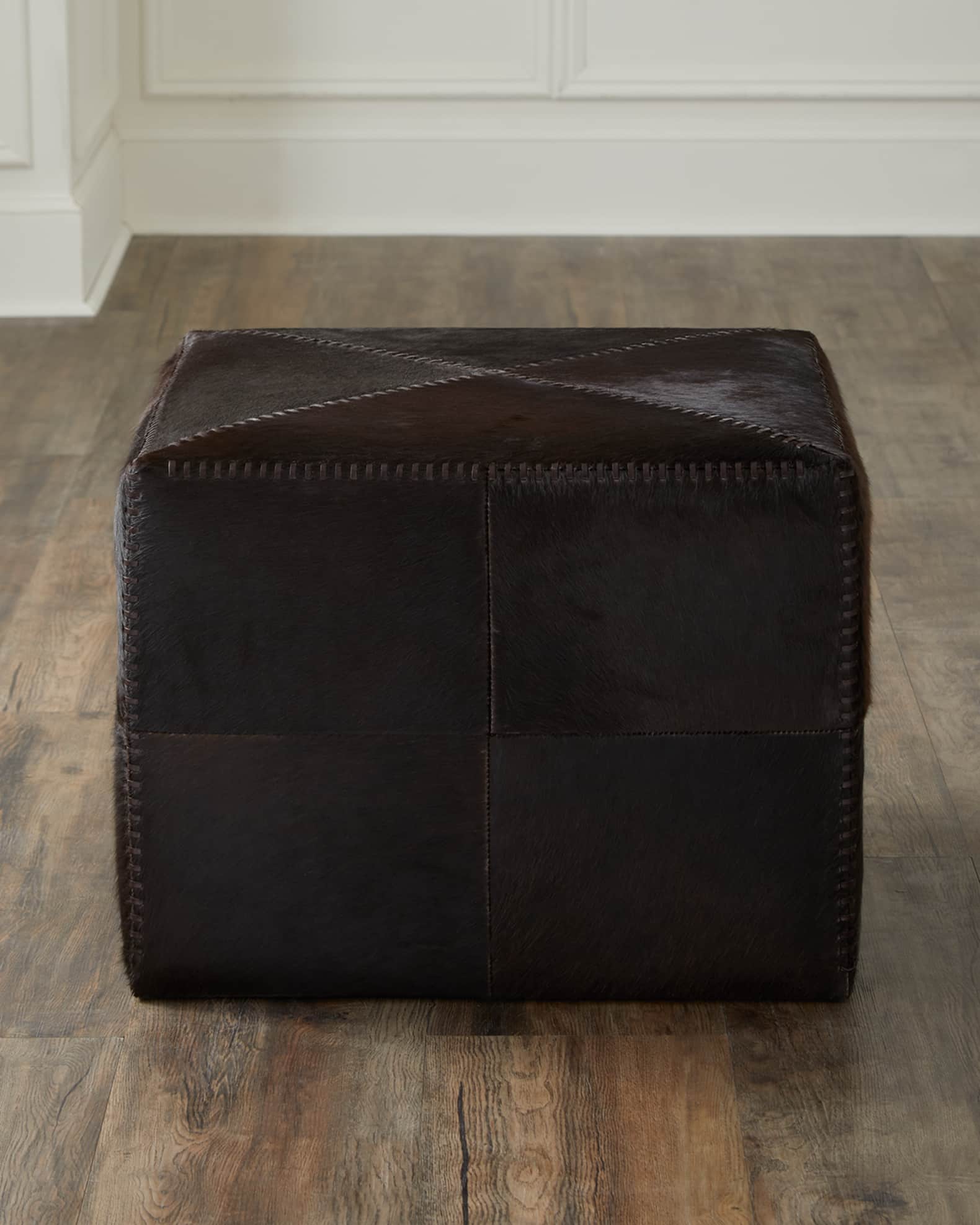 Espresso on sale leather ottoman