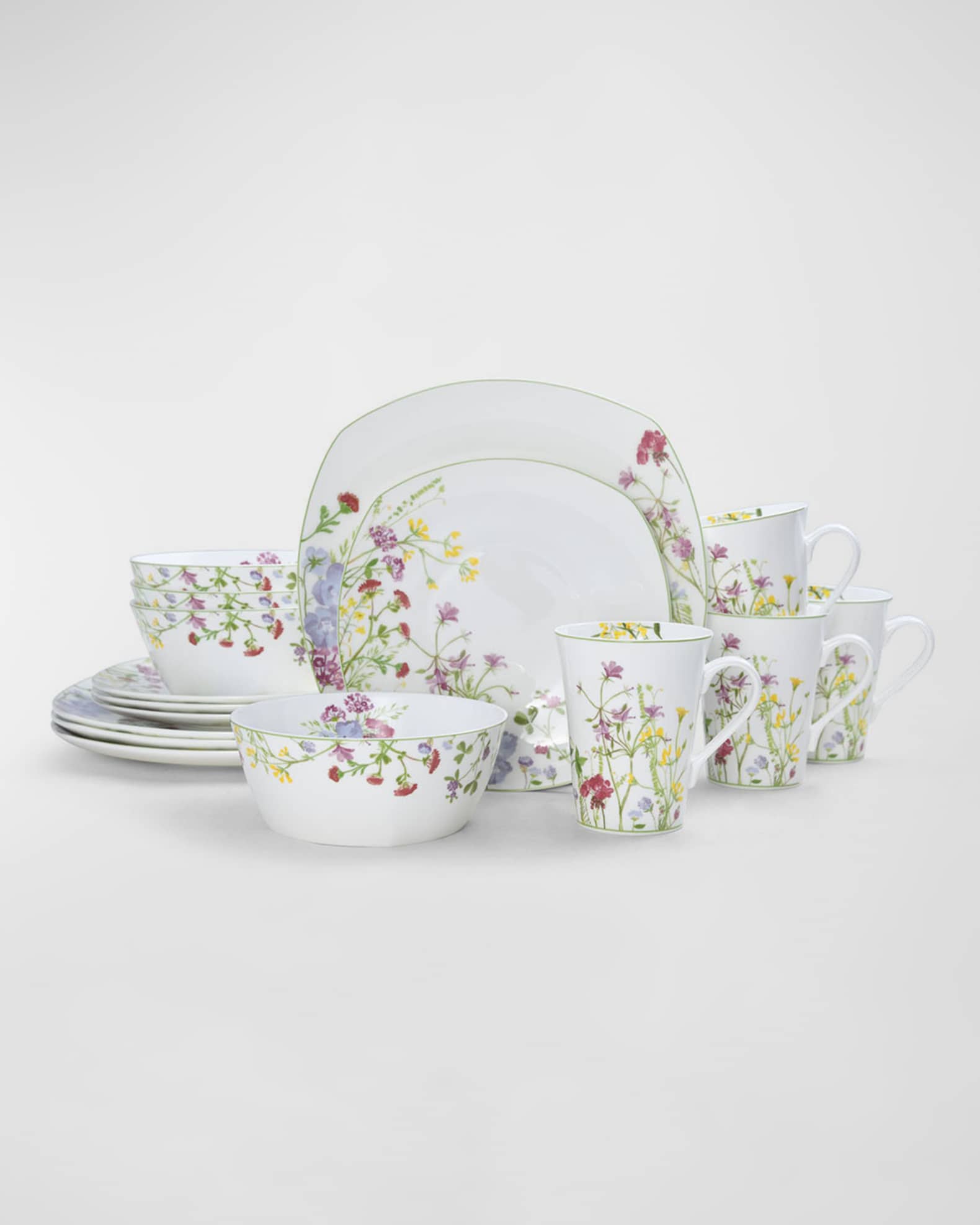 Mikasa 16-Piece Wildflower Garden Square Dinnerware Set