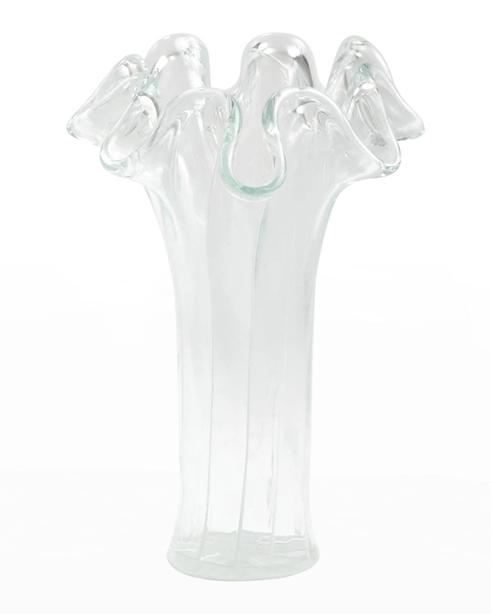 Vietri Onda Glass Clear W/ White Lines Tall Vase Horchow