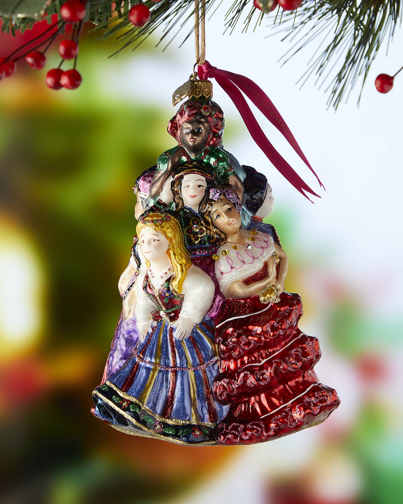 Jay Strongwater Nine Ladies Dancing Glass Ornament