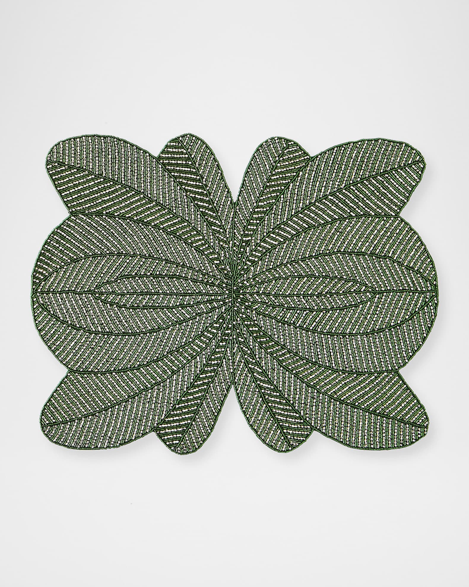 Nomi K Green Peacock Hand-Beaded Placemat