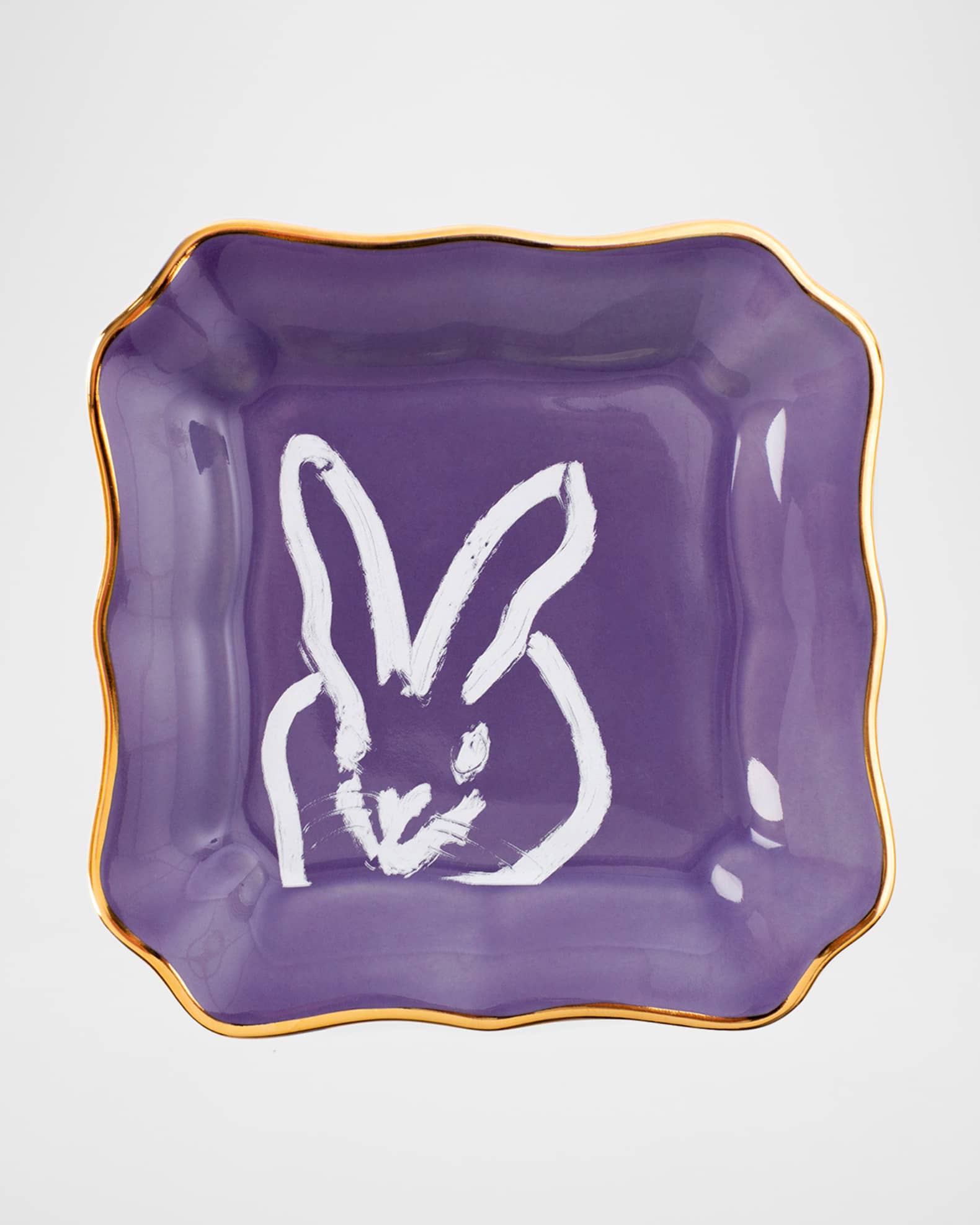 Hunt Slonem Portrait Plate with Gold Rim - Purple