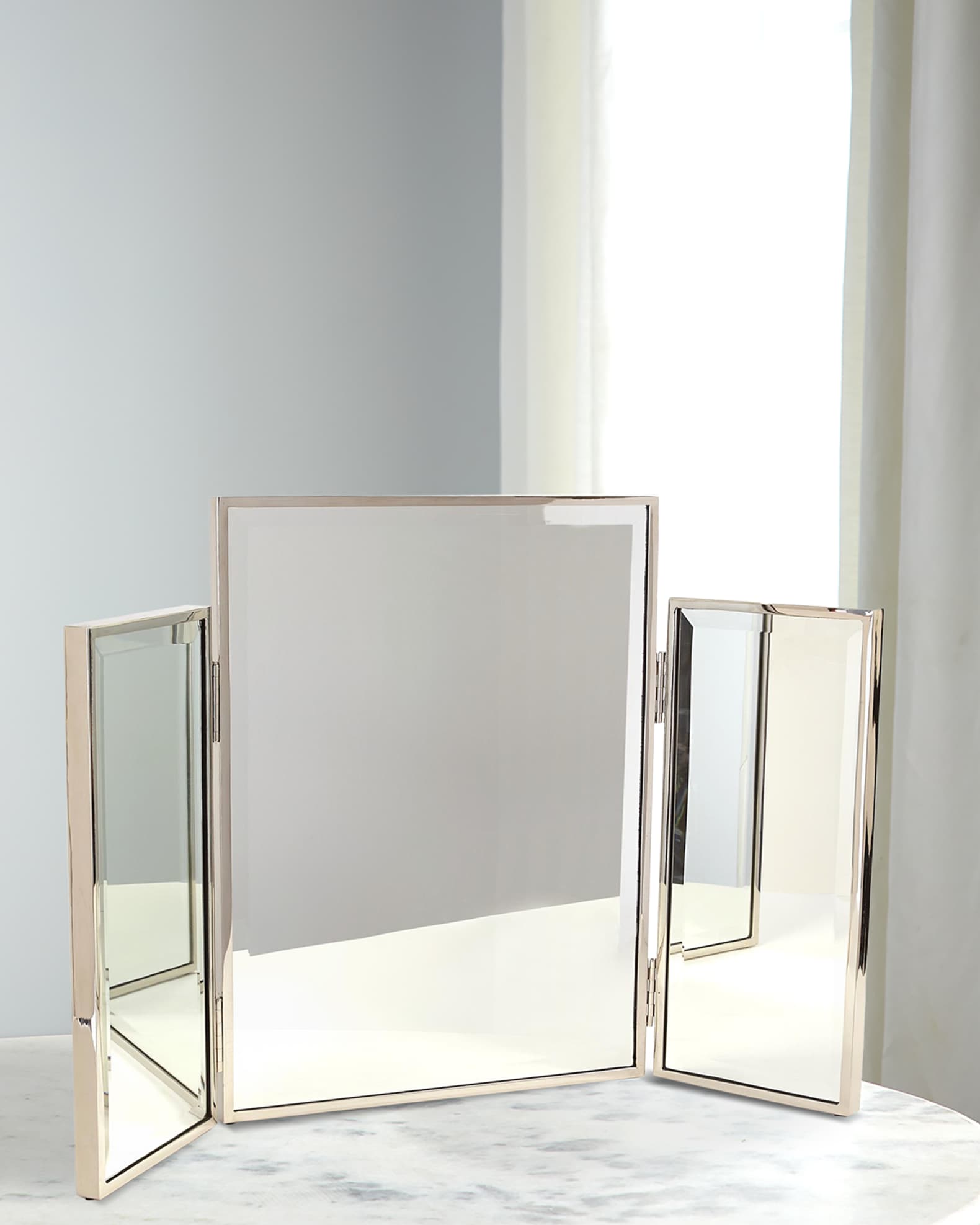 Tri fold vanity mirror top