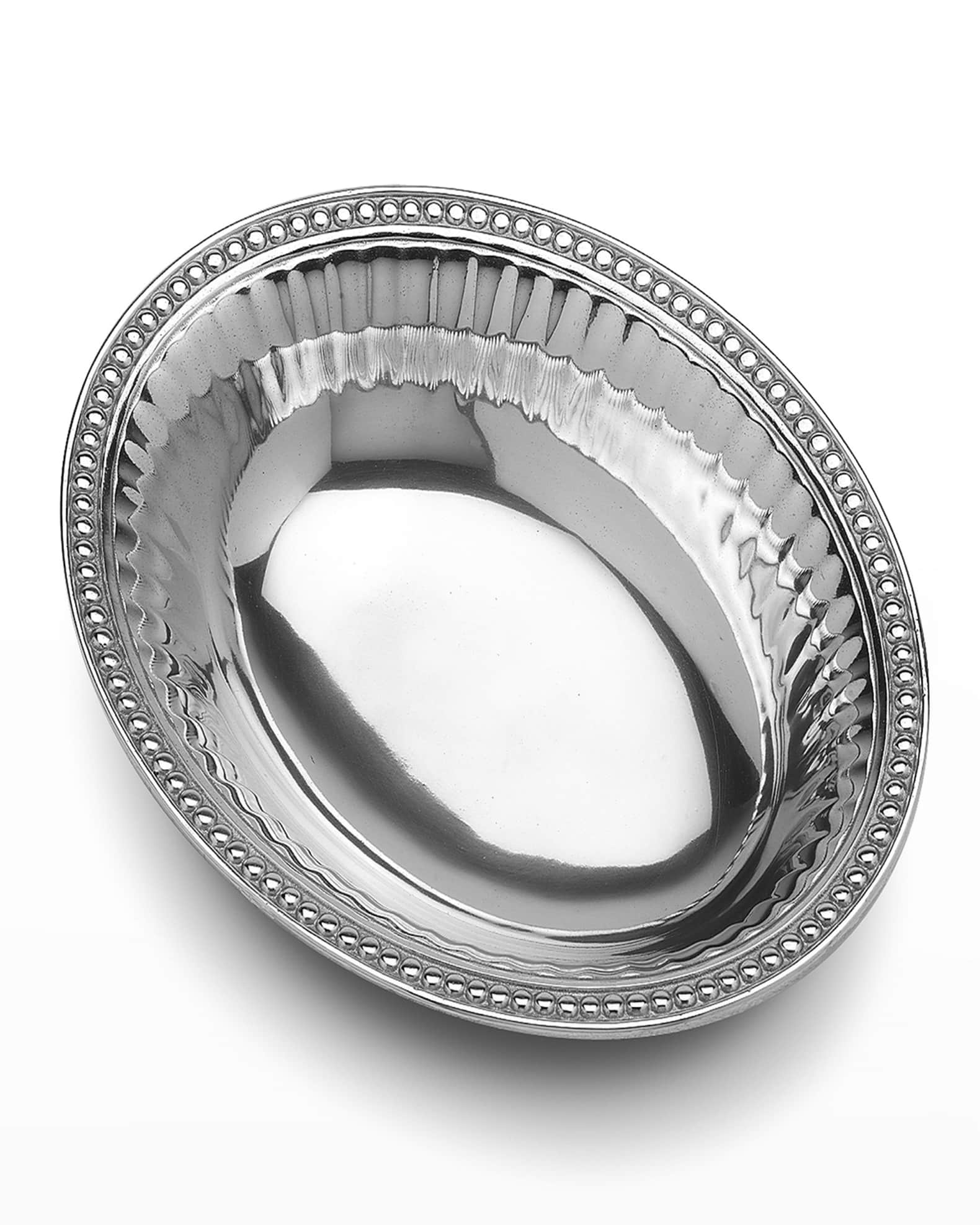 Wilton Armetale Flutes & Pearls Medium Oval Bowl Horchow