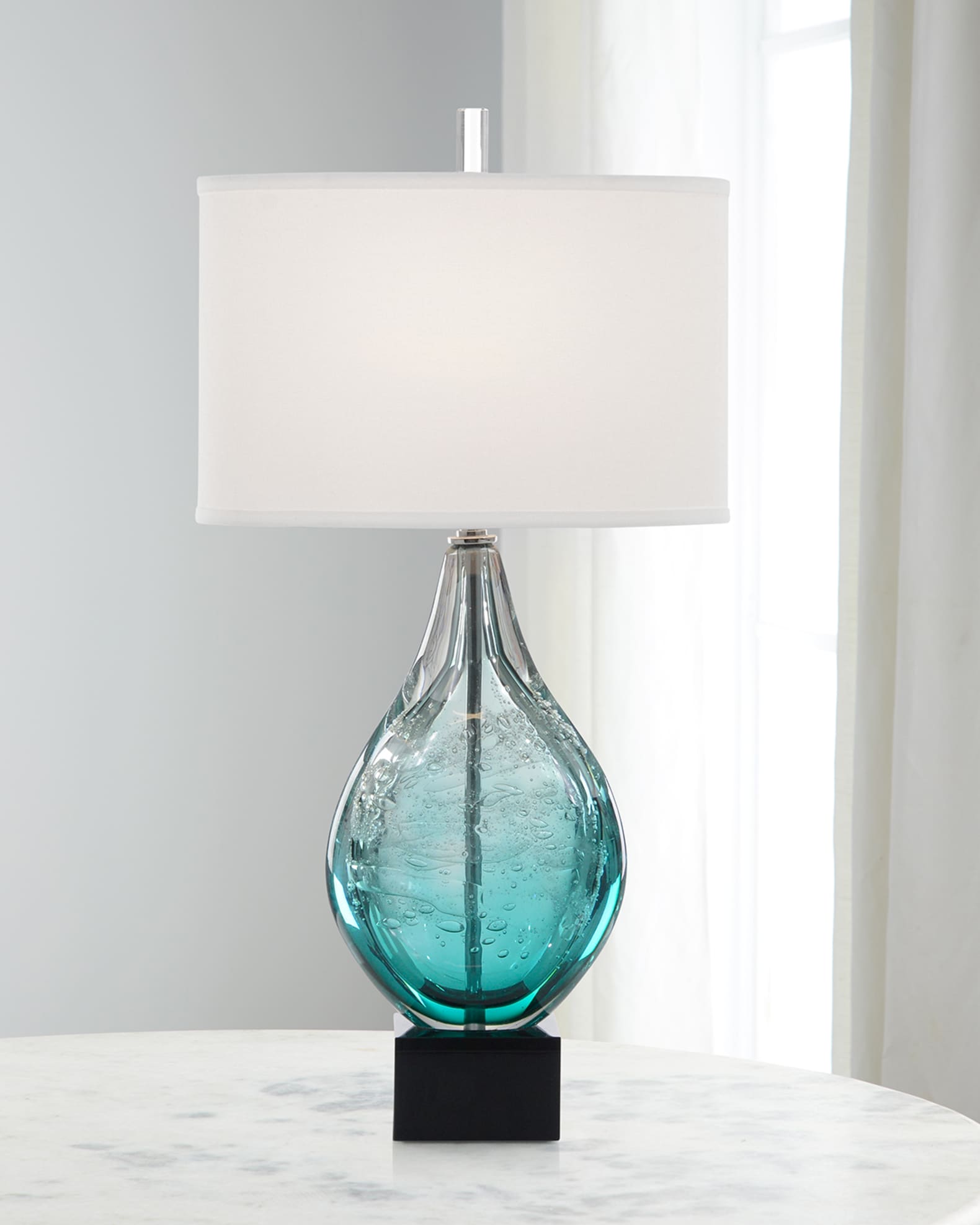 John Richard Collection Light Azure Art Glass Lamp Horchow