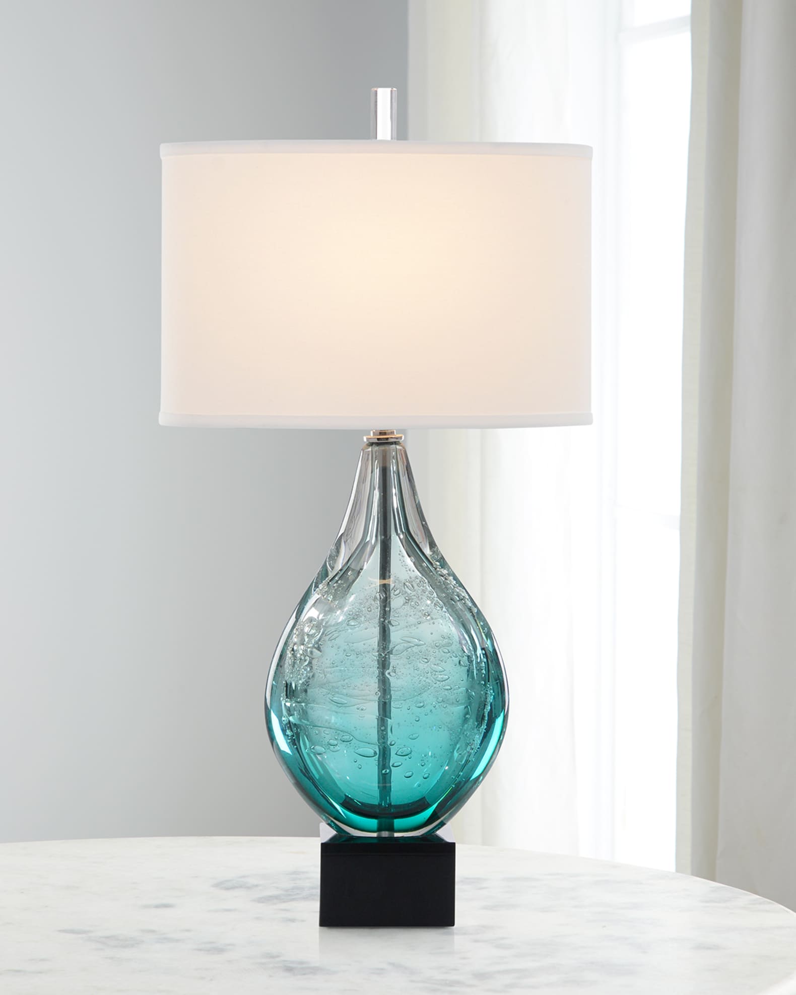 Light blue glass table lamp store