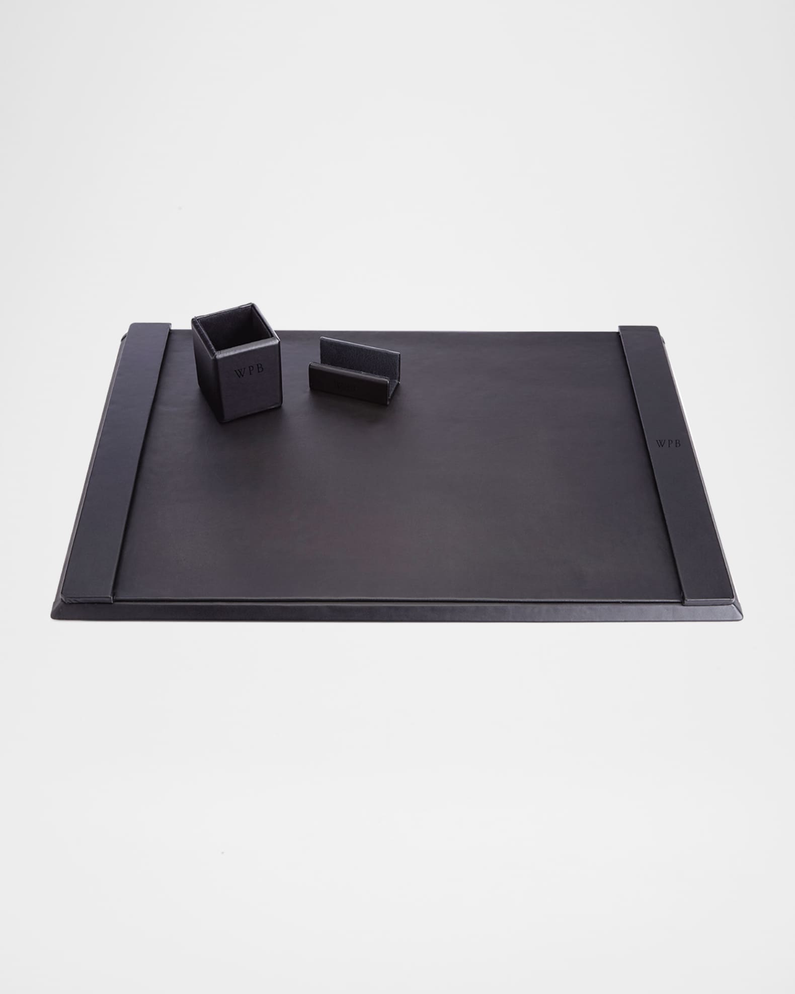 ROYCE New York Monogrammed Leather Executive Desk Blotter & Accesory