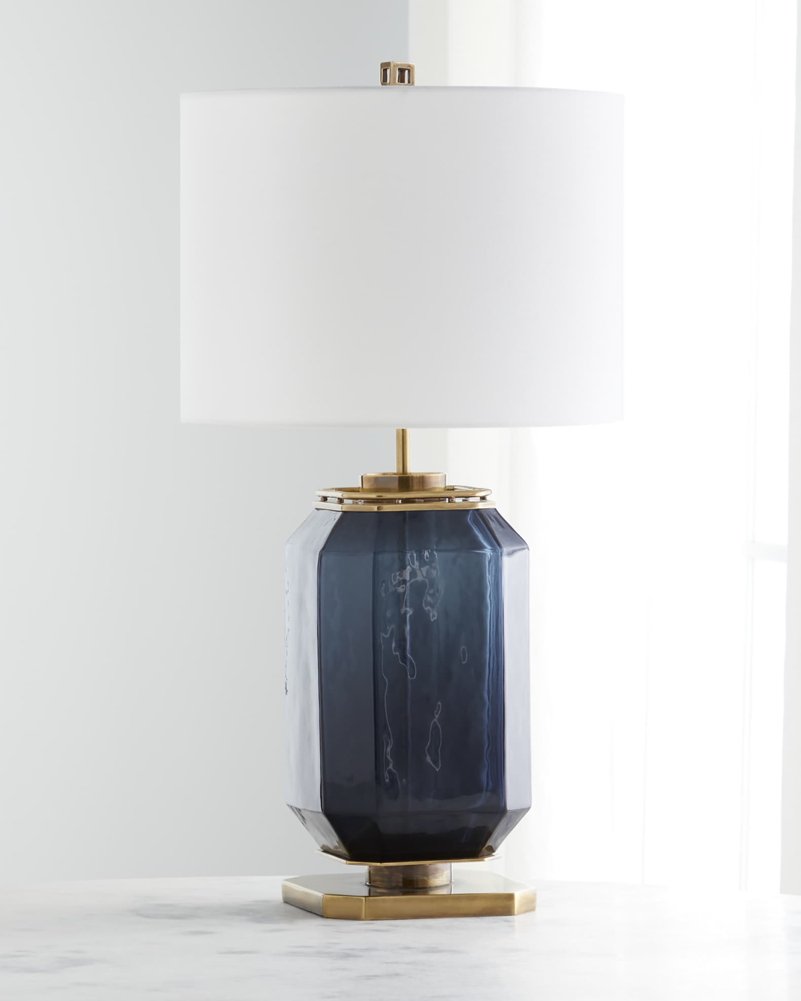 Navy gold lamp top