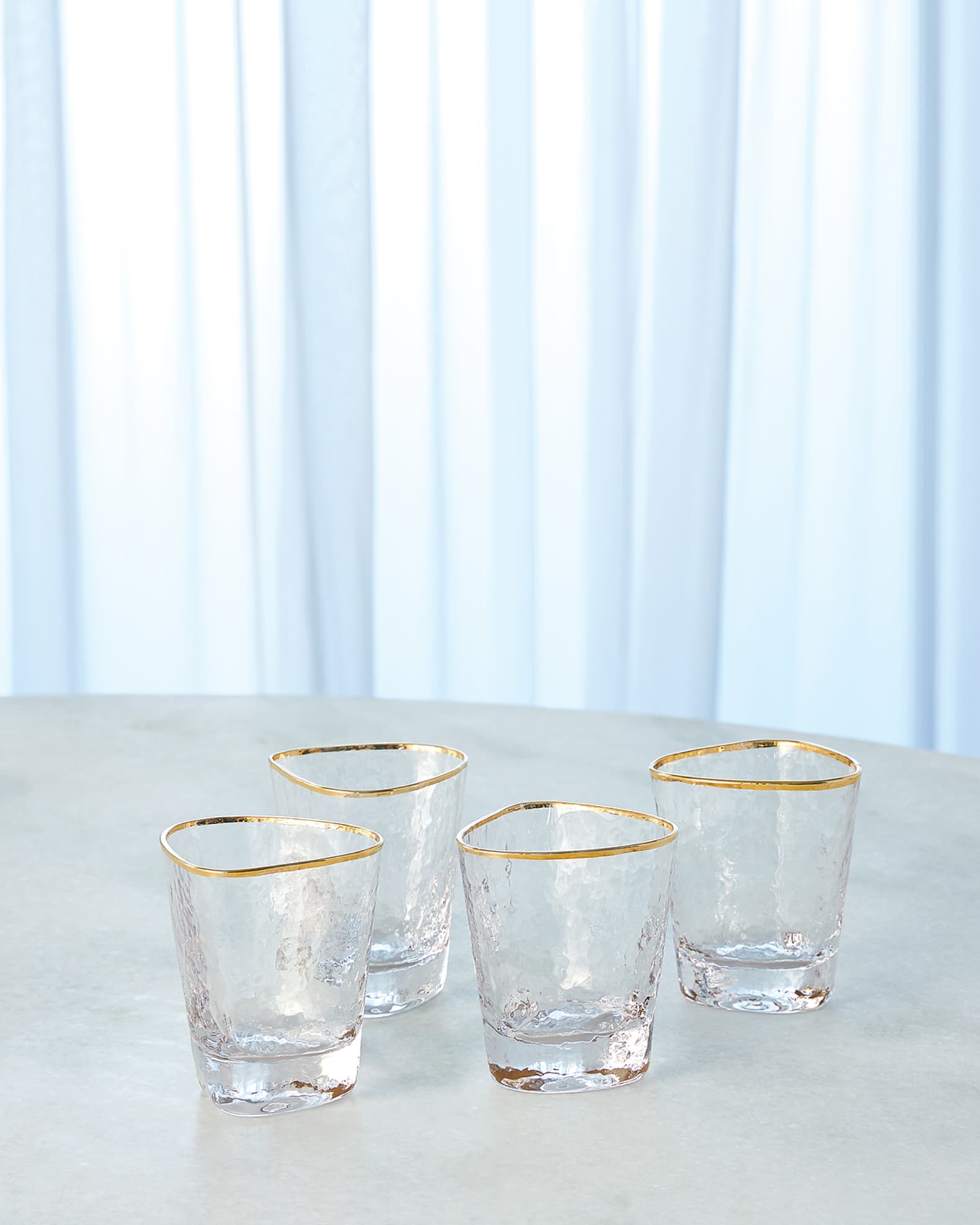 Gold Rim Highball Glasses, Set of 4