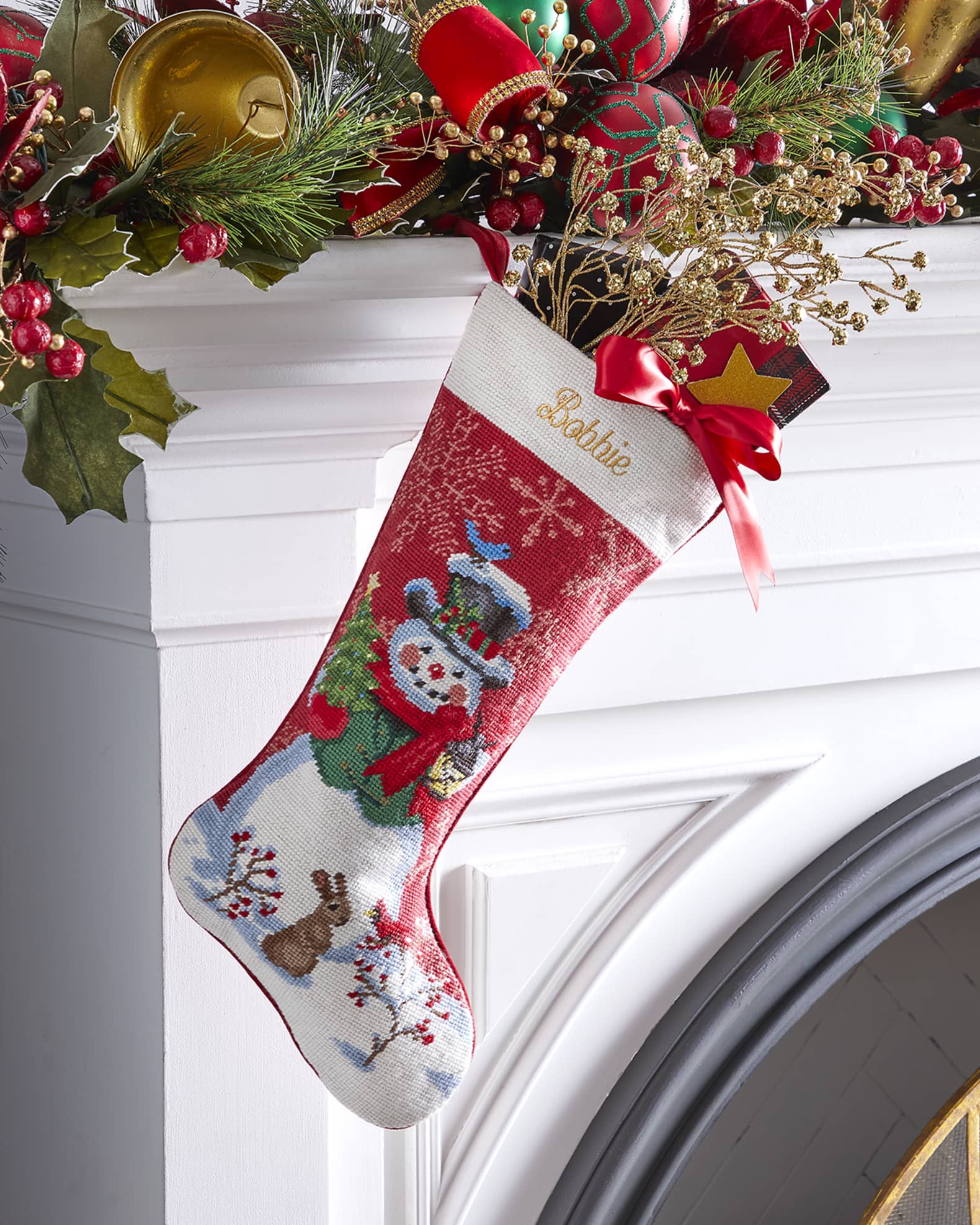 Sferra Retro Snowman Stocking, Personalized