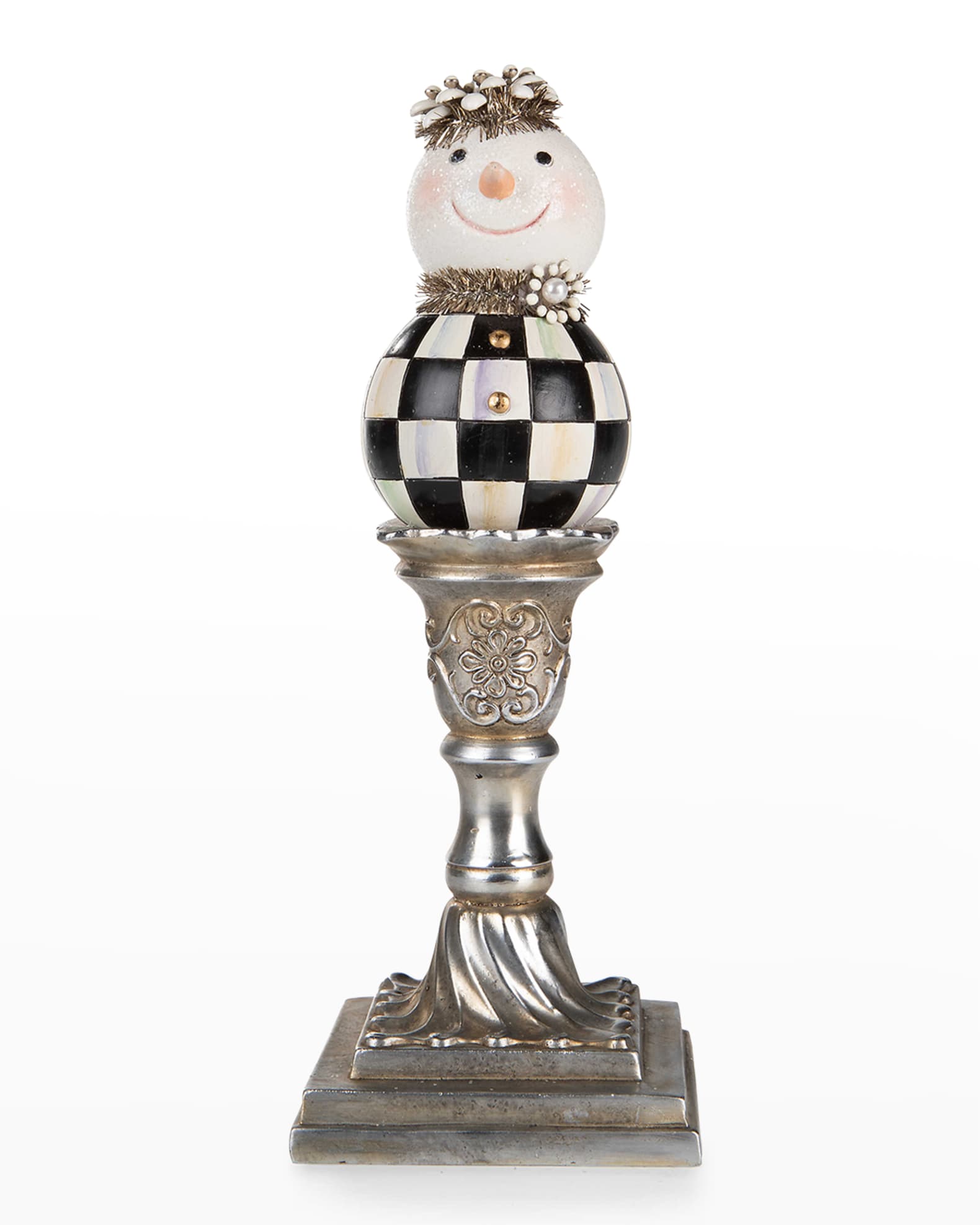 MacKenzieChilds Vintage Silver Pedestal Medium Snowman Horchow
