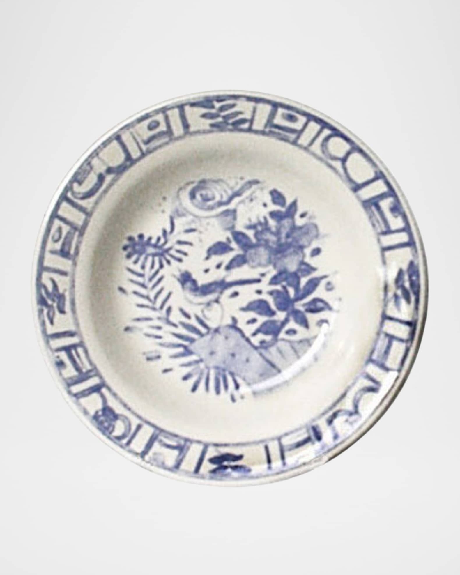 Gien Oiseau Blue & White Rimmed Soup Plate
